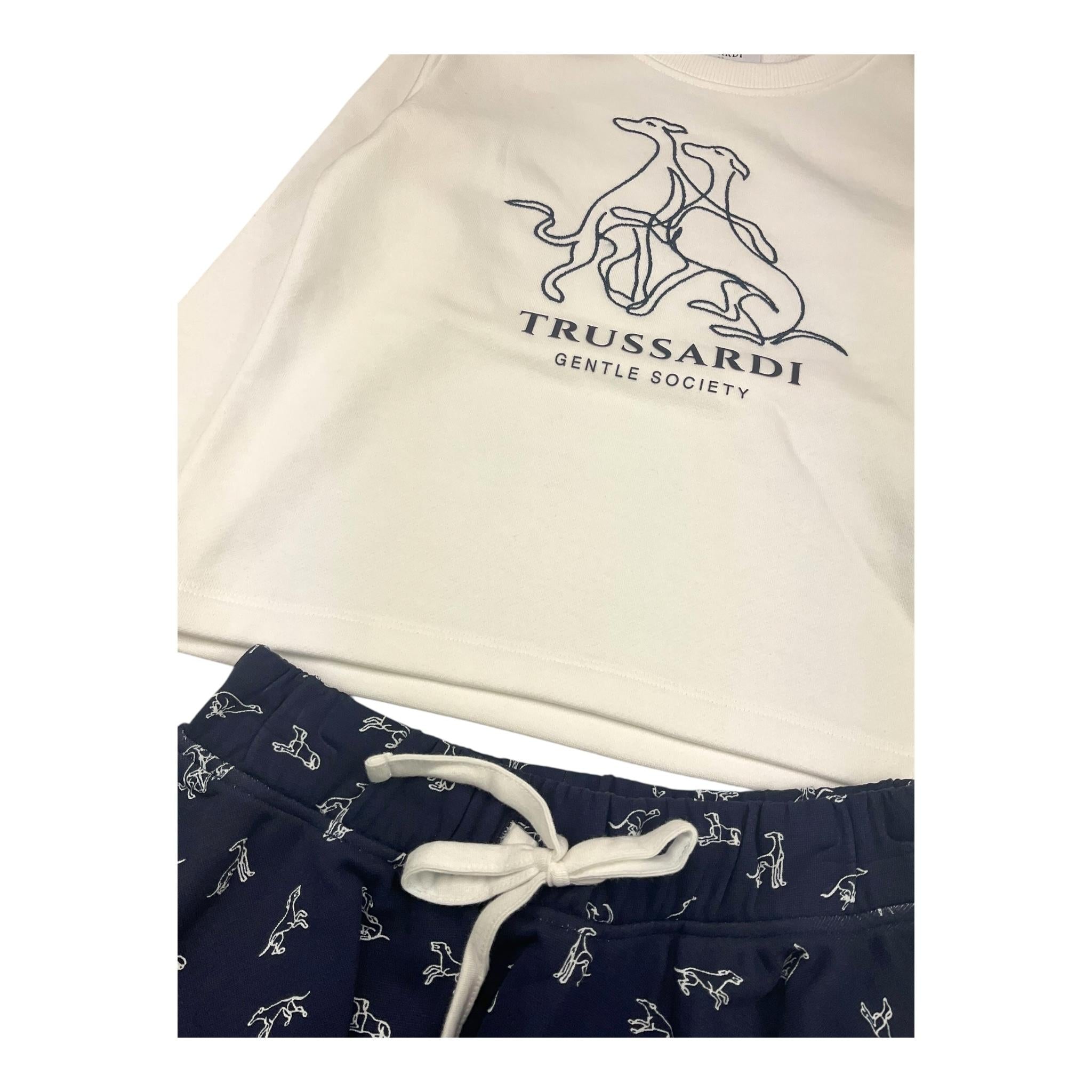 TRUSSARDI completo 2 pezzi shirt-gonna bicolore Bianco/blu per Bambina TGA25038CF BIANCO/BLU TRUSSARDI