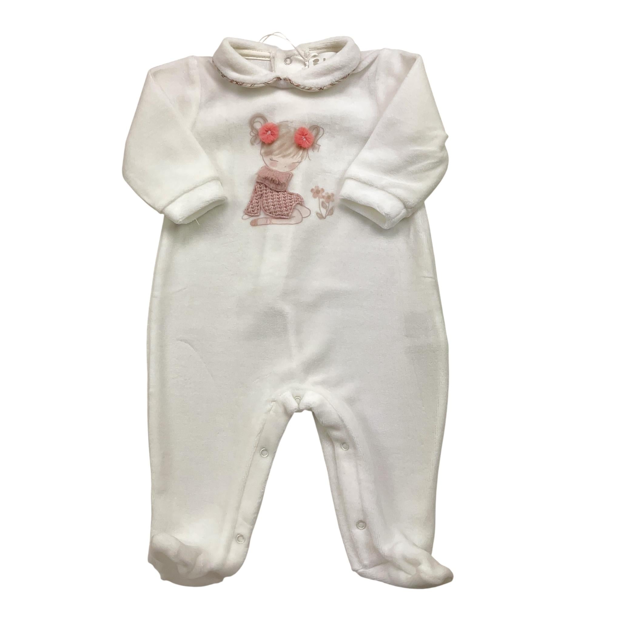 LALALU' tutina tinta unita in ciniglia Bianco per Neonata TCL6N BIANCO LALALU'