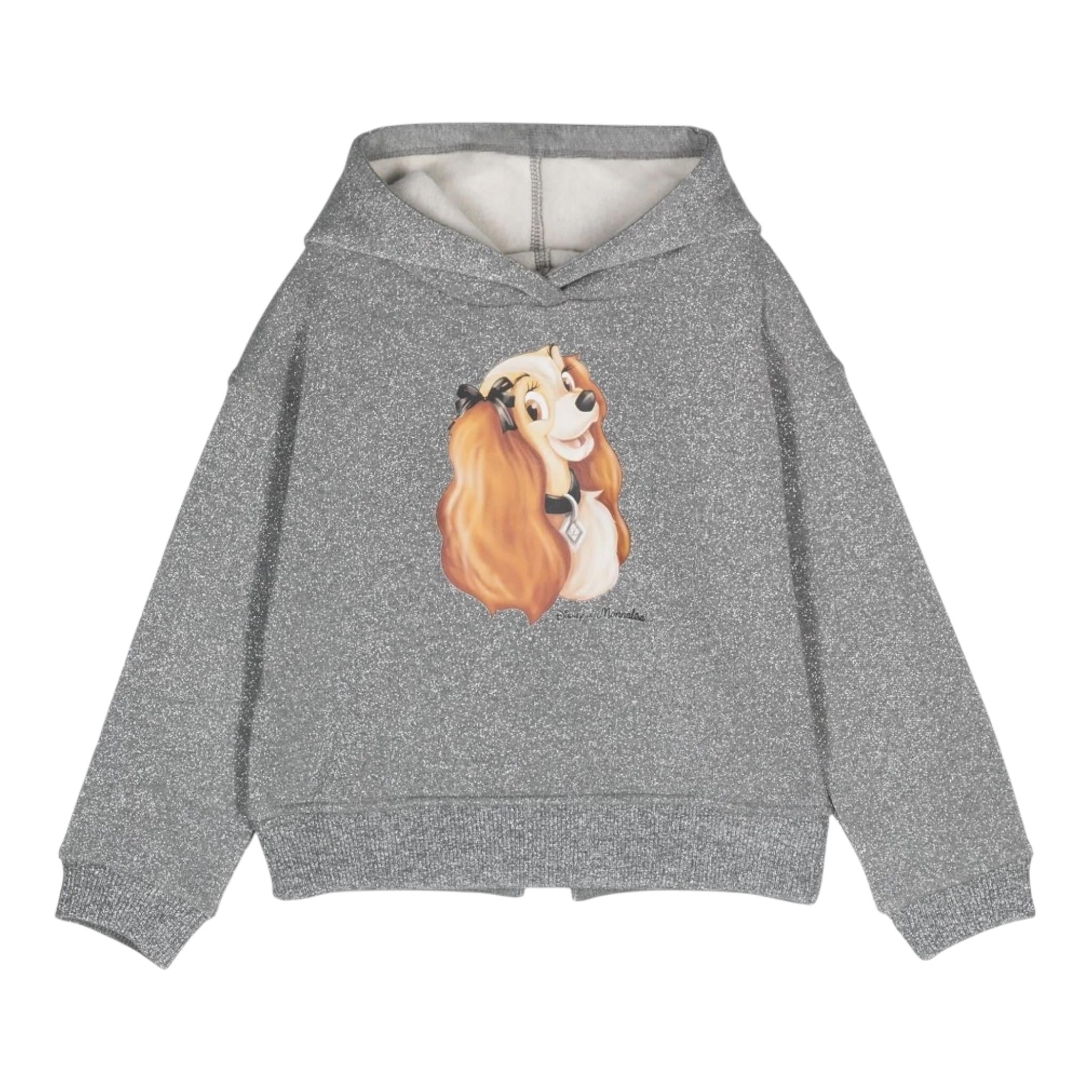 MONNALISA felpa tinta unita con cappuccio e stampa Grigio per Bambina 19D609 GRIGIO MONNALISA