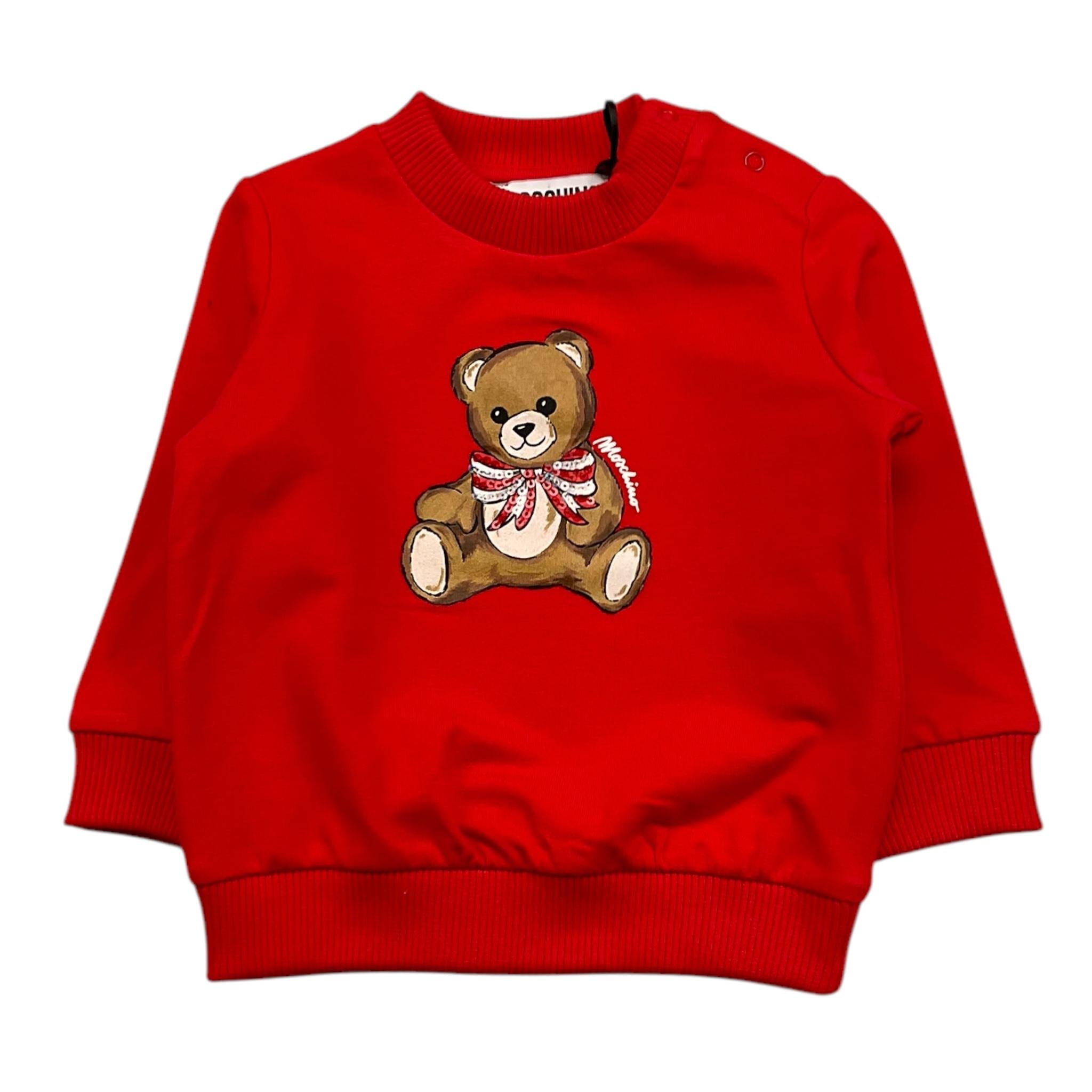MOSCHINO felpa girocollo tinta unita con stampa Rosso per Neonata MFF02K ROSSO MOSCHINO