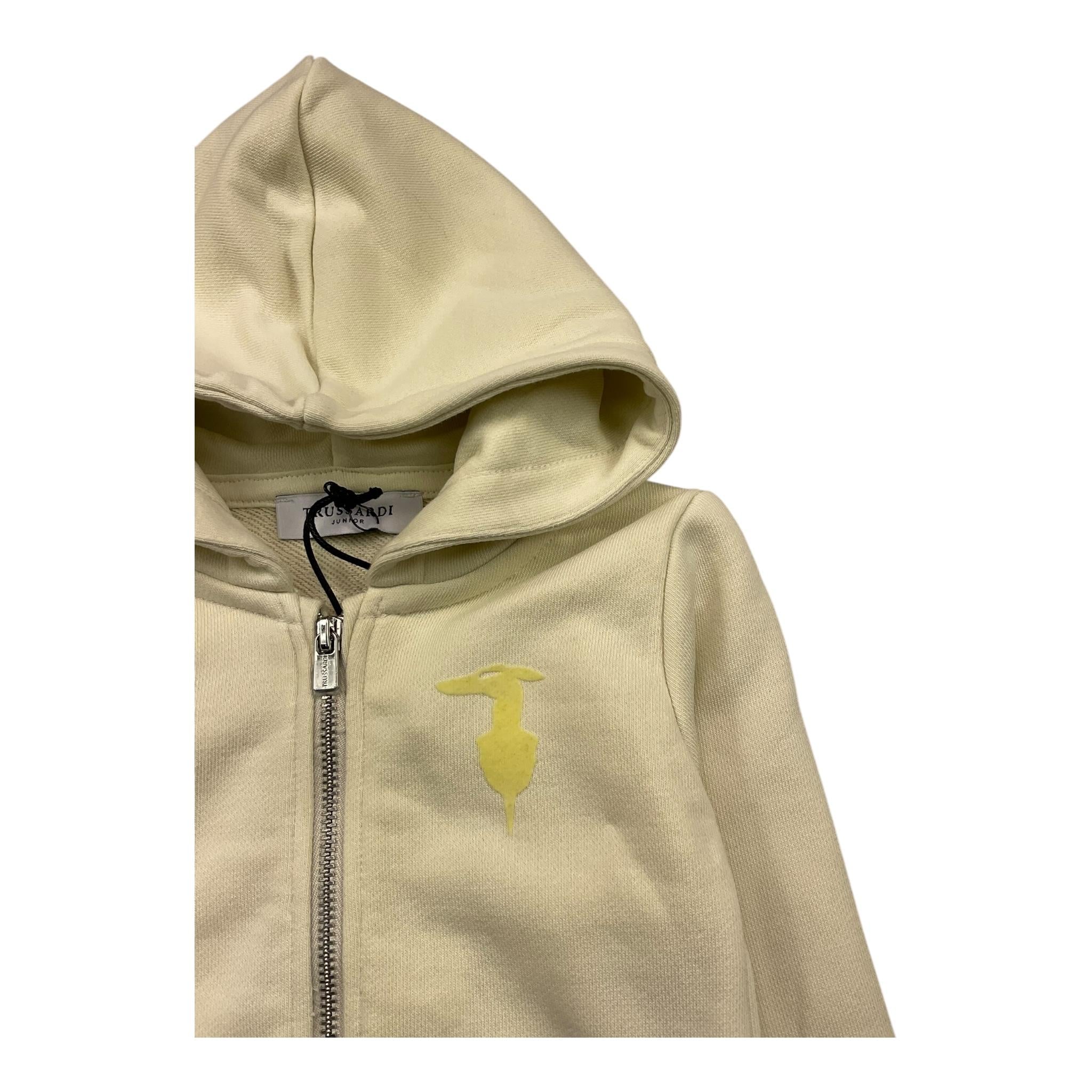 TRUSSARDI felpa con zip e cappuccio tinta unita Avorio per Neonato TIA25171 AVORIO TRUSSARDI