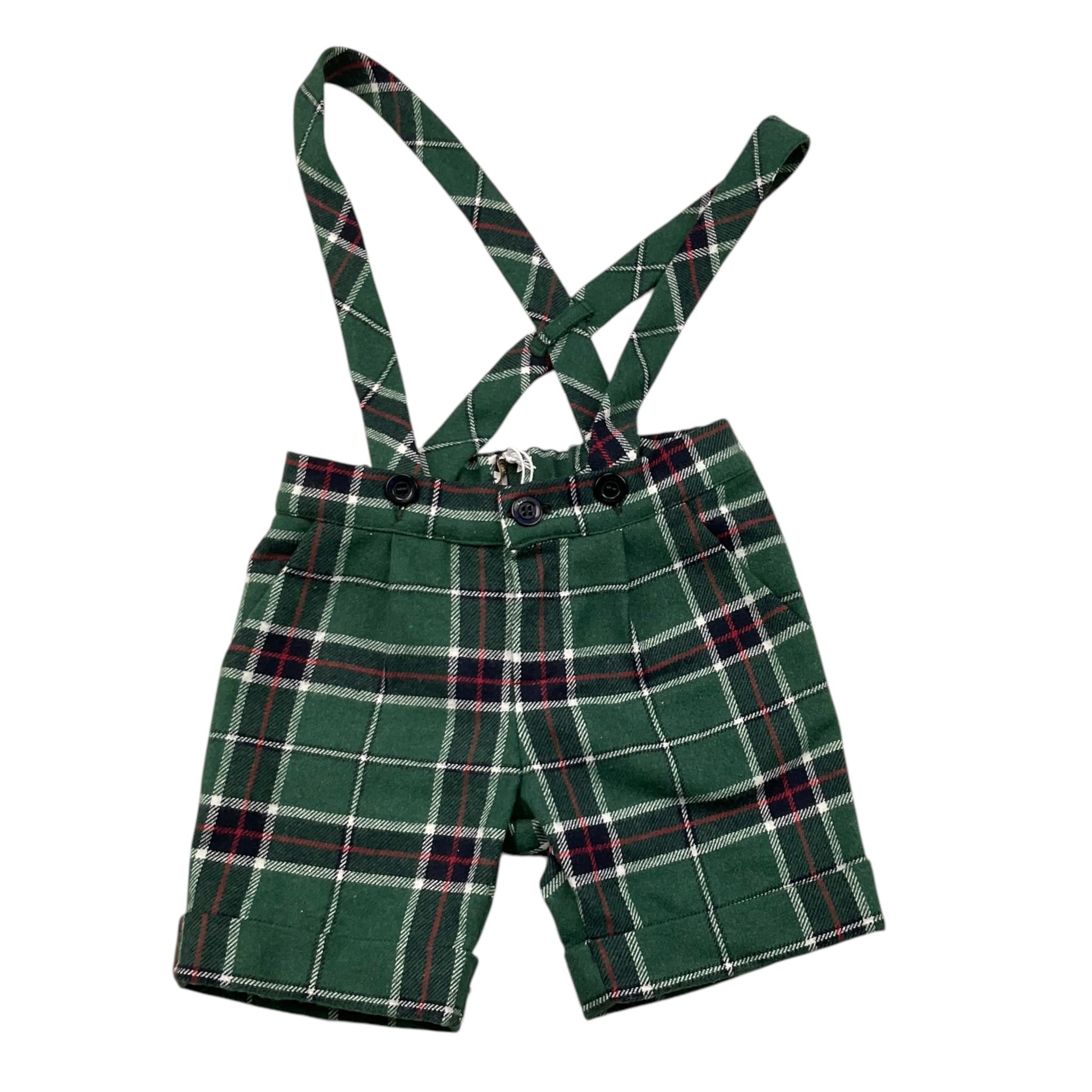 LE BEBE' bermuda con bretelle fantasia scozzese Verde per Neonato LBB5195 VERDE LE BEBE'