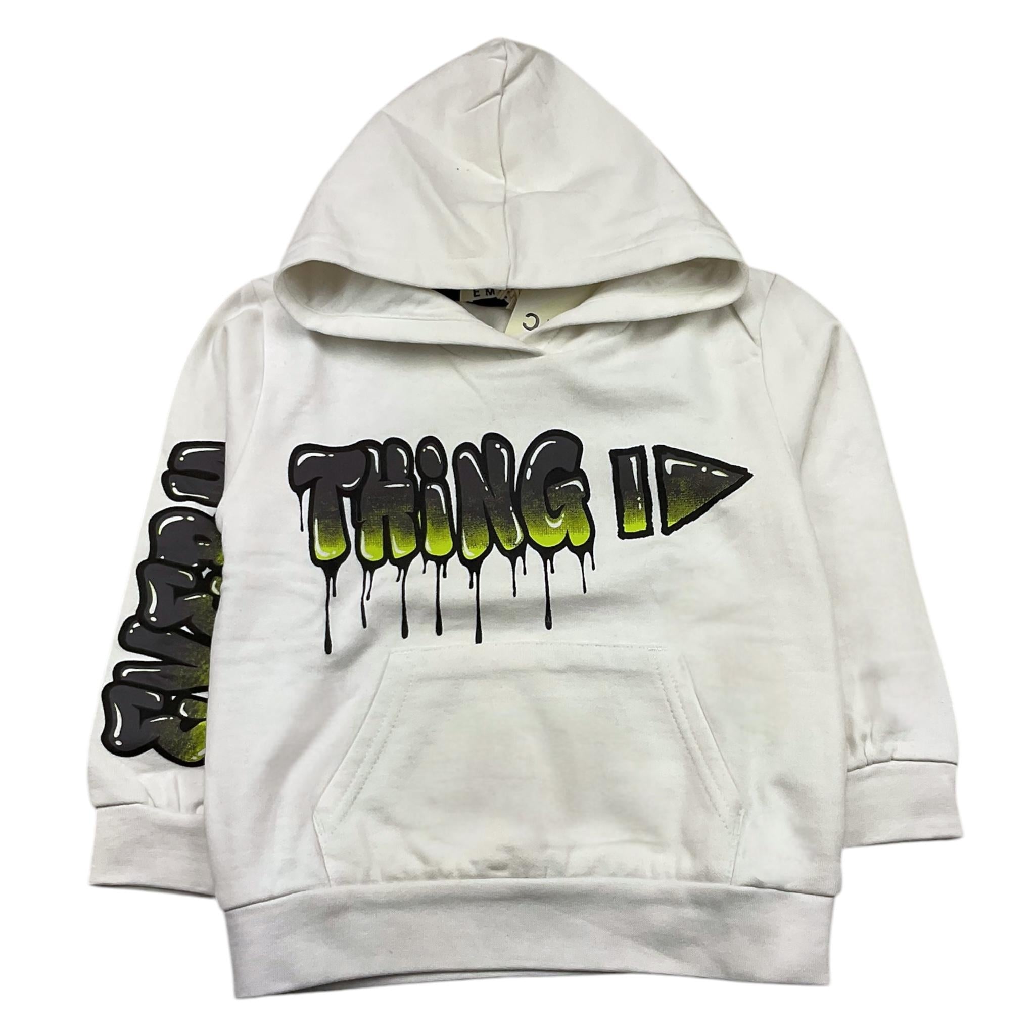 EMC felpa chiusa con cappuccio tinta unita con stampe in contrasto Bianco per Bambino CE2106 BIANCO EMC