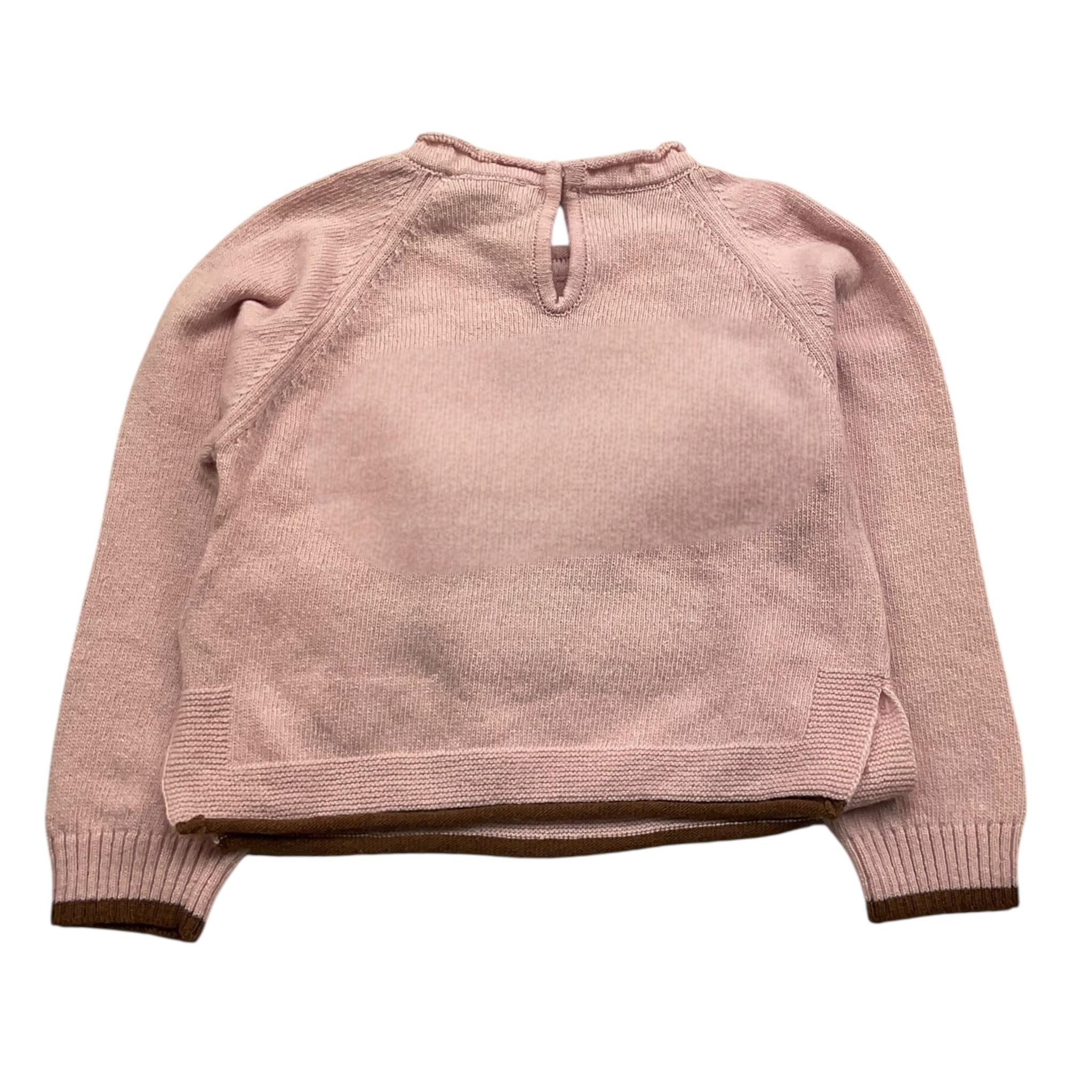 maglia girocollo tinta unita con ricamo orso 39B614X ROSA MONNALISA