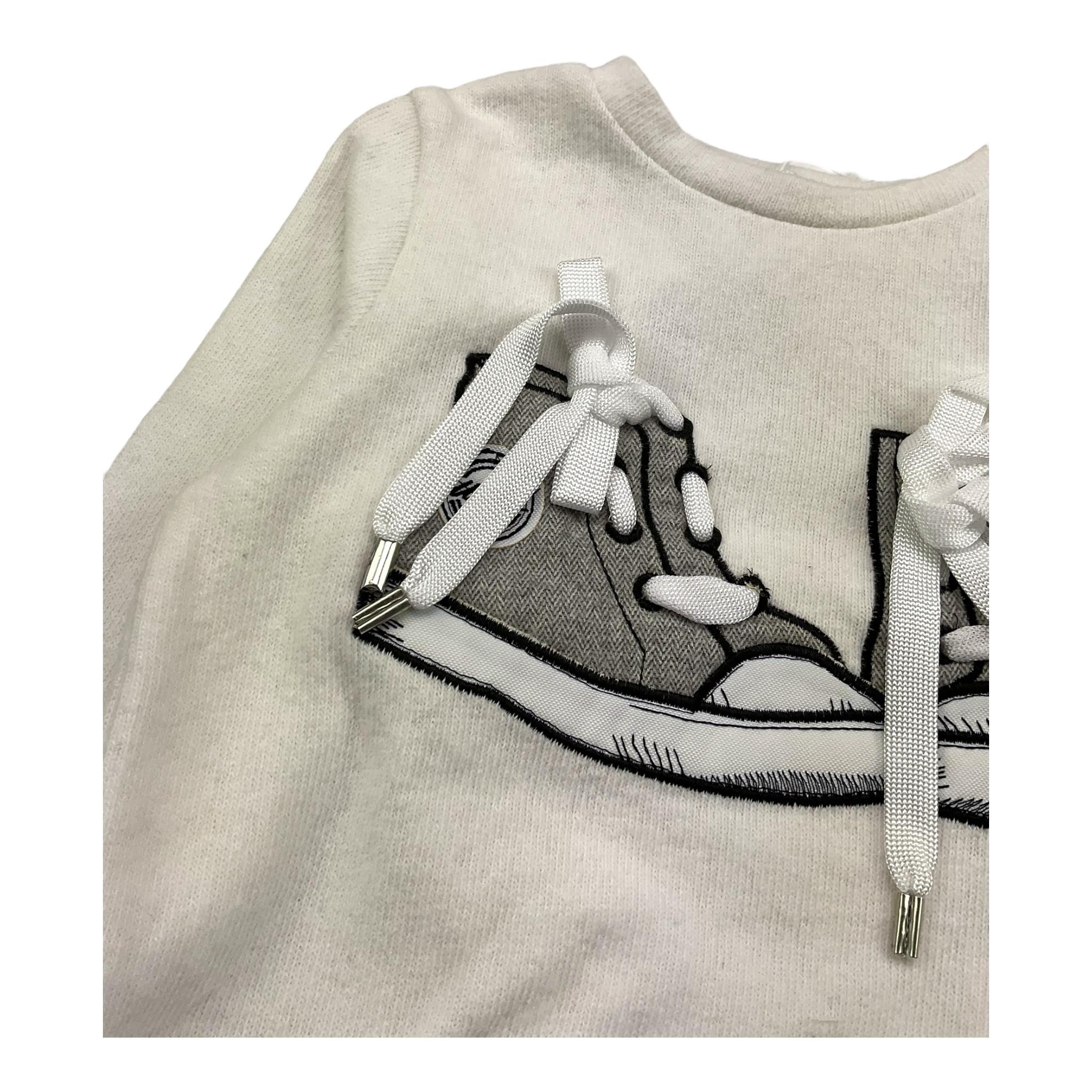 M+E' maglia girocollo tinta unita con stampa scarpe Bianco per Neonata UEM0460 BIANCO M+E'