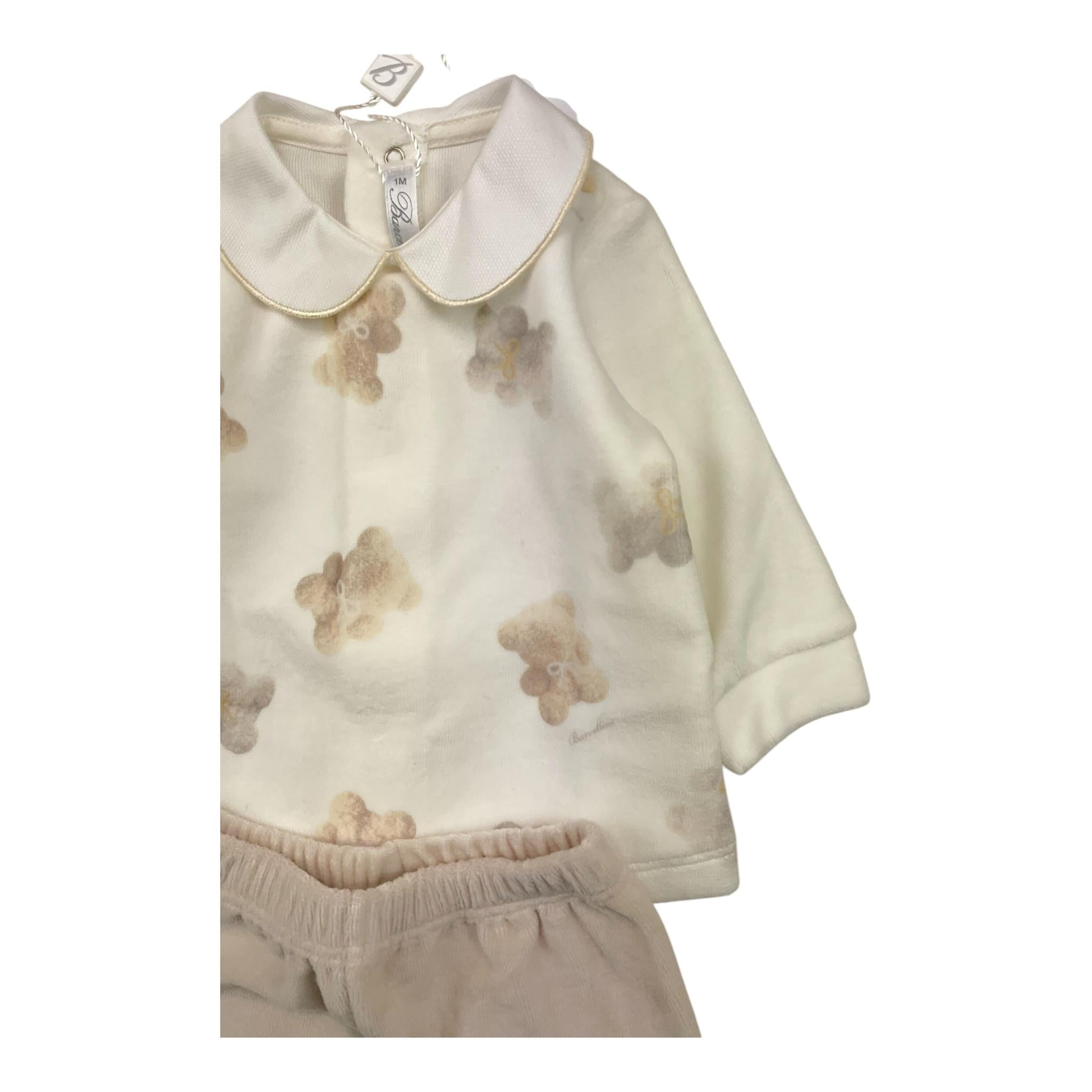 BARCELLINO completo 2pz maglia-ghettina tinta unita con stampa Bianco per Neonata 115602 BIANCO BARCELLINO