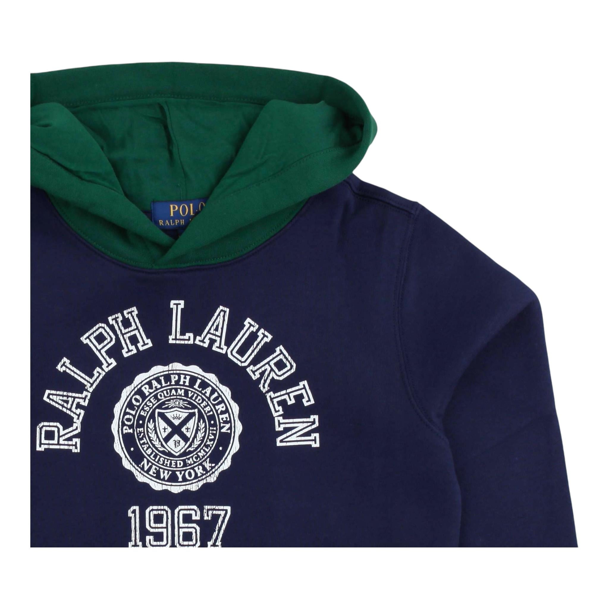 RALPH LAUREN felpa chiusa con cappuccio tinta unita con stampa Blu per Bambino 323952489001 BLU RALPH LAUREN