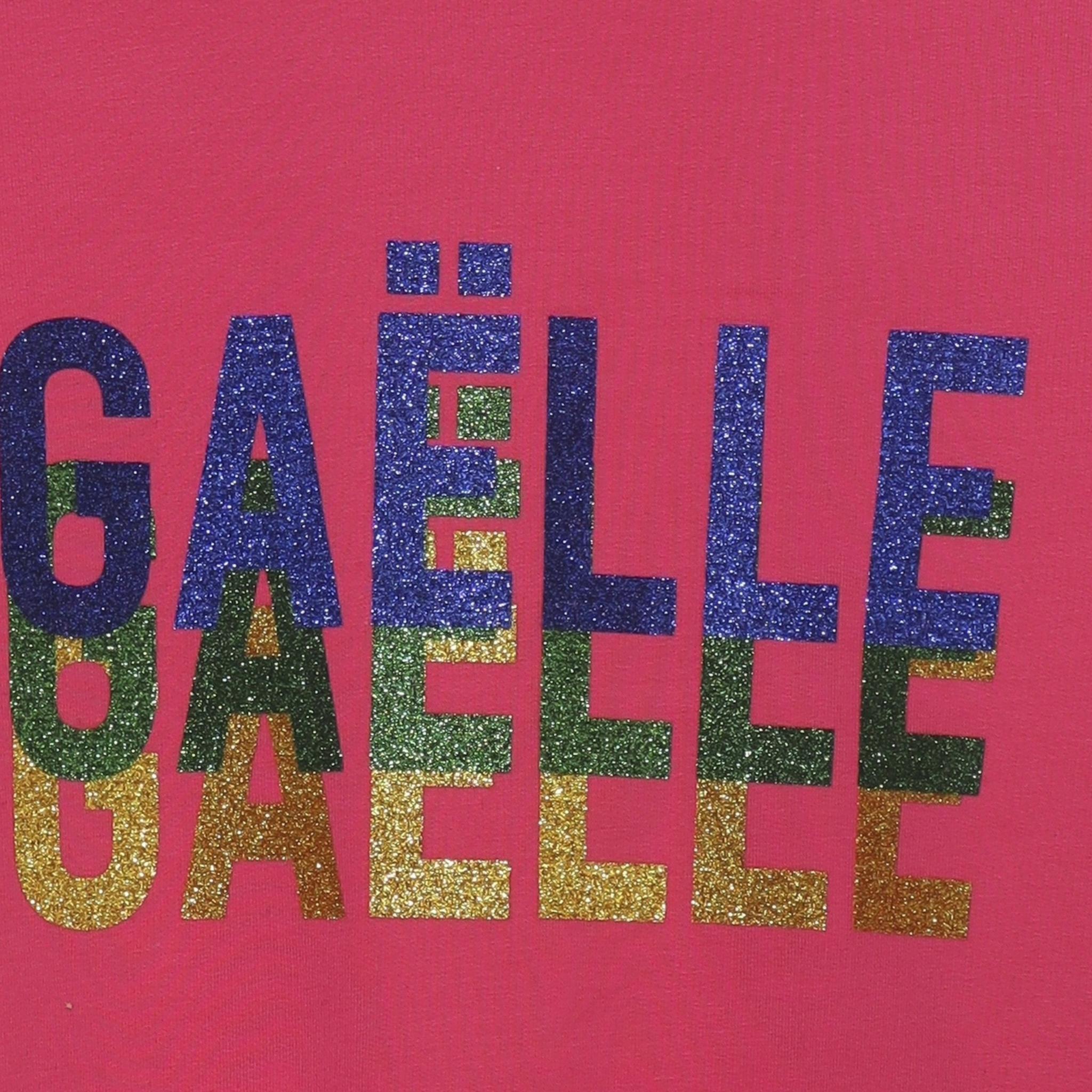 GAELLE felpa chiusa girocollo tinta unita con stampa glitterata Fuxia per Bambina 2741F00341X FUXIA GAELLE