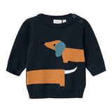 NAME.IT maglia girocollo tinta unita con bassotto Blu per Neonato 13231239 BLU NAME.IT