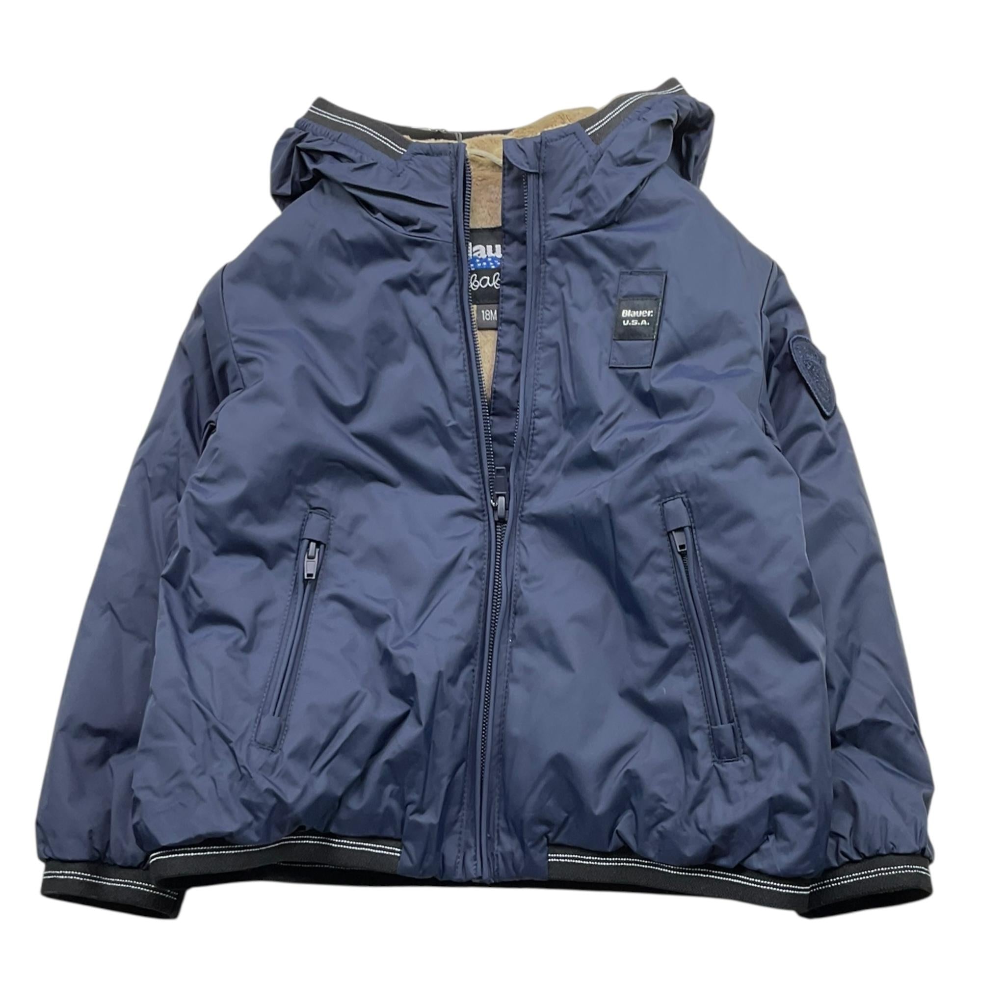 BLAUER giubbino tinta unita con zip e cappuccio Blu per Neonato 24WBBXC02551BN BLU BLAUER