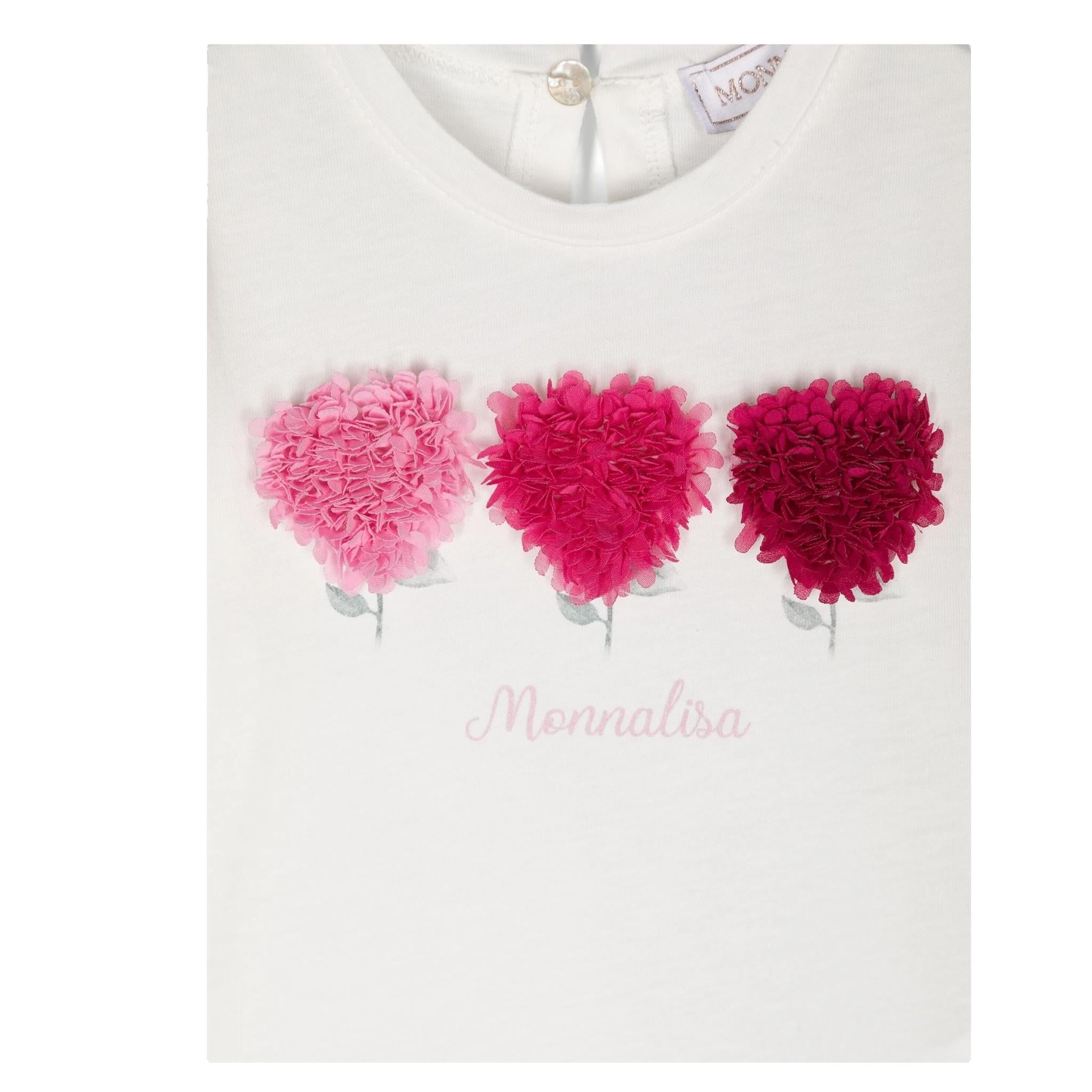 MONNALISA shirt girocollo tinta unita con applicazioni Bianco per Bambina 39D601J BIANCO MONNALISA