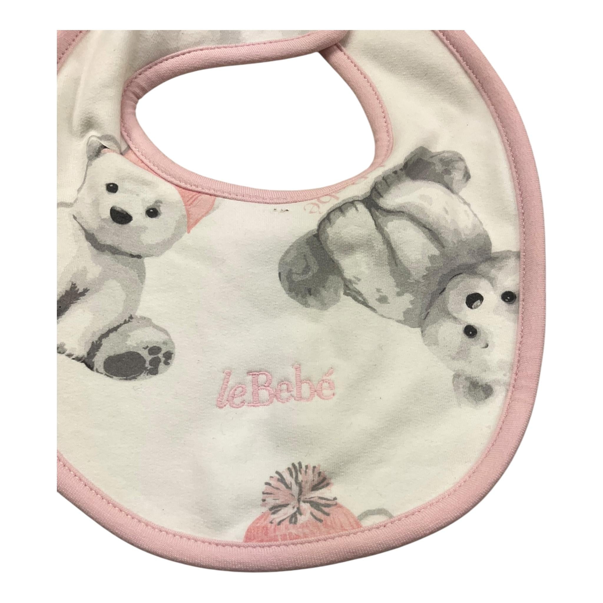 LE BEBE' bavetta tinta unita con stampa orsi Bianco per Neonata LBG6001 BIANCO LE BEBE'