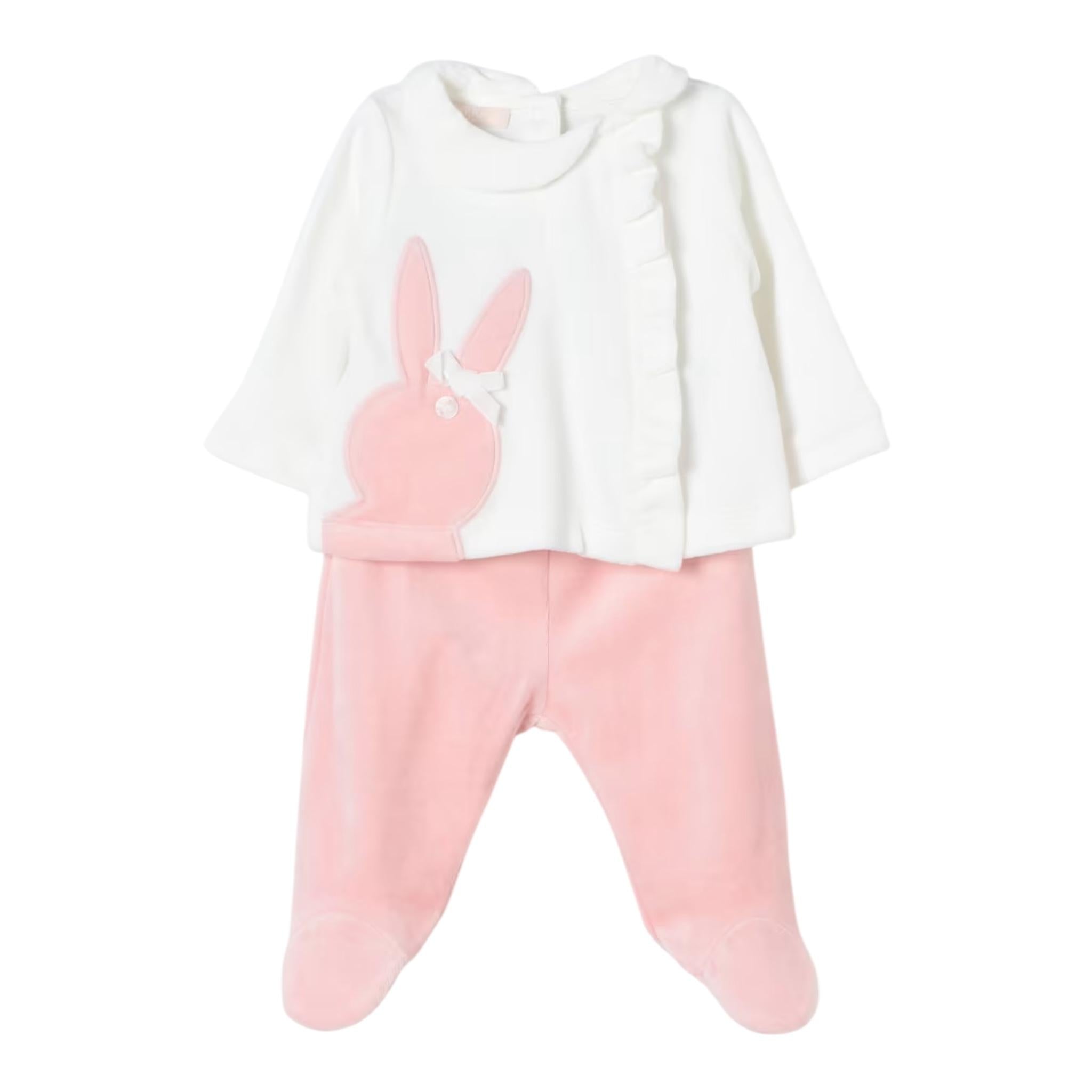 LIU JO completo 2 pezzi shirt-ghettina bicolore in ciniglia Bianco/rosa per Neonata HF4002 BIANCO/ROSA LIU JO