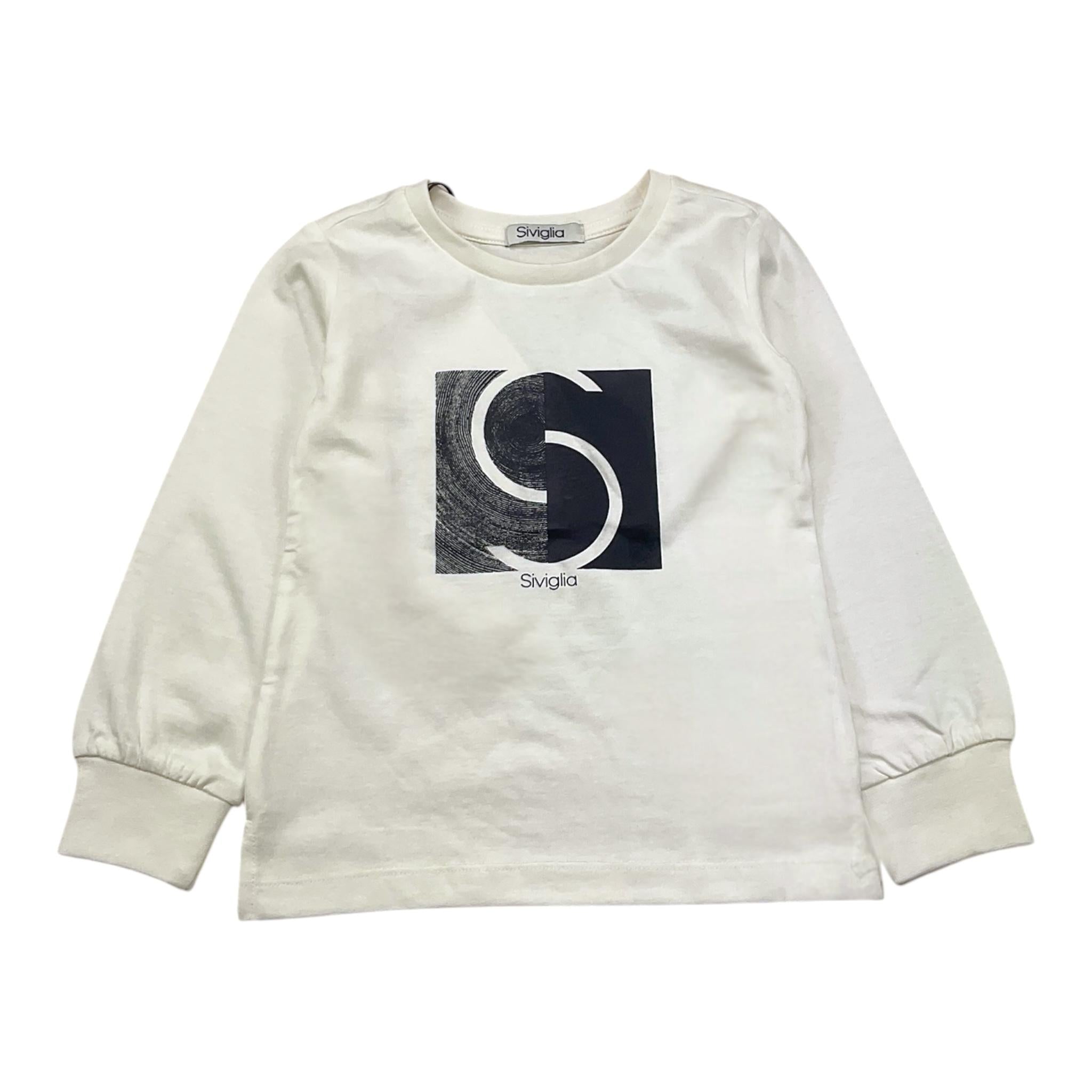 SIVIGLIA shirt girocollo tinta unita con stampa in contrasto Bianco per Bambino SVBTS00710 BIANCO SIVIGLIA