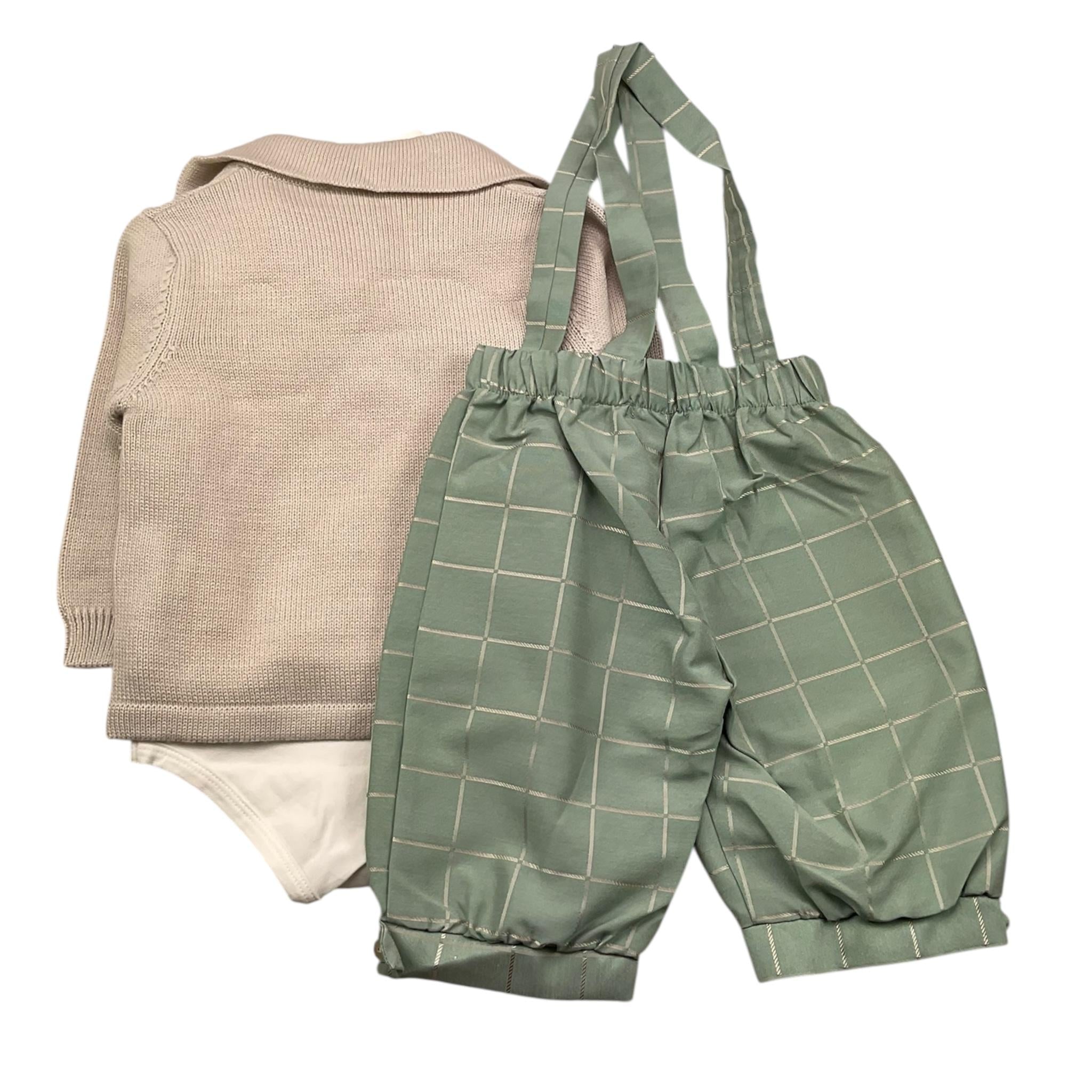 BARCELLINO completo 4 pezzi camicia-giacca-bermuda con bretelle-papillon Beige per Neonato 115913 BEIGE BARCELLINO