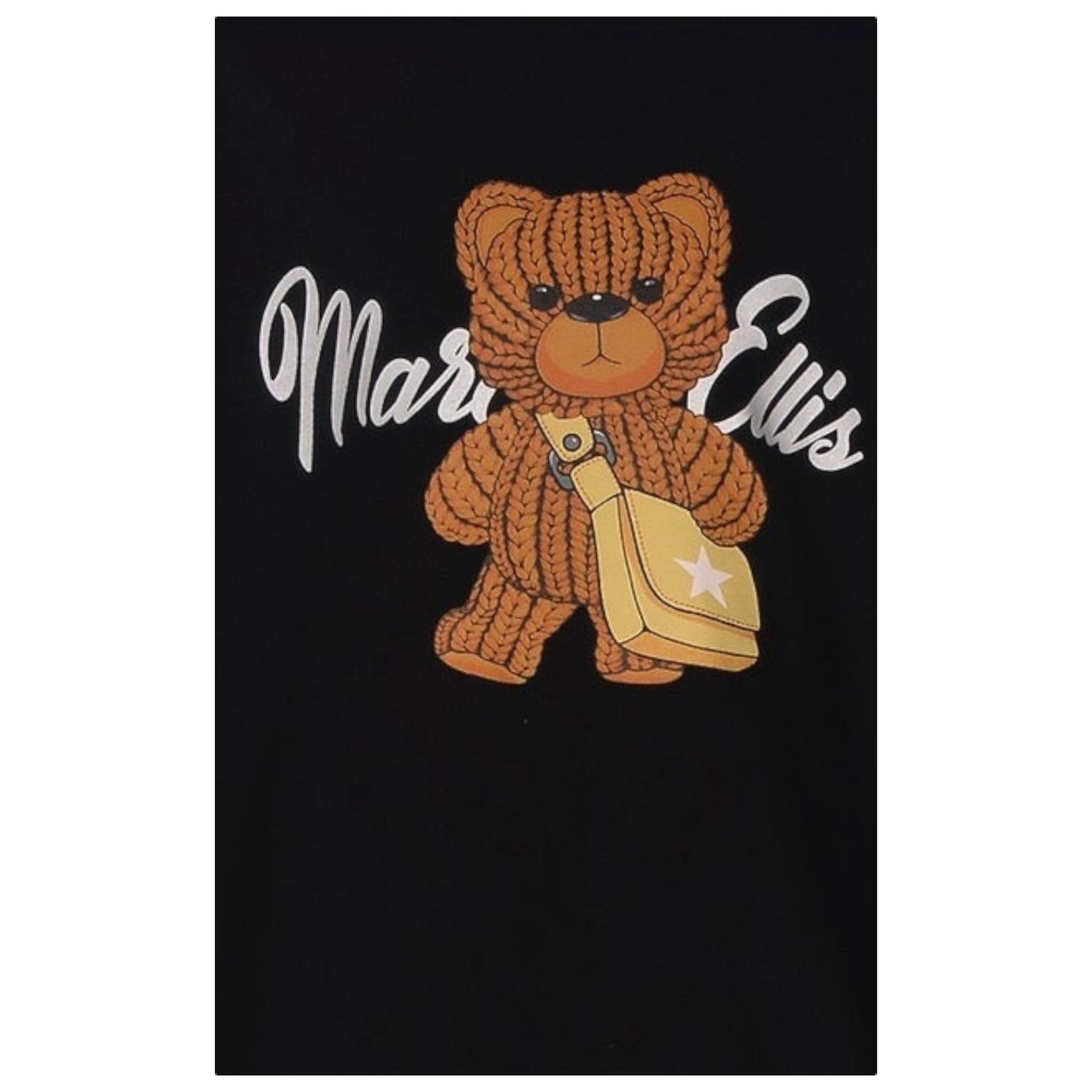 MARC ELLIS abito felpa con cappuccio tinta unita con stampa orso Nero per Bambina JMJMX00266 NERO MARC ELLIS