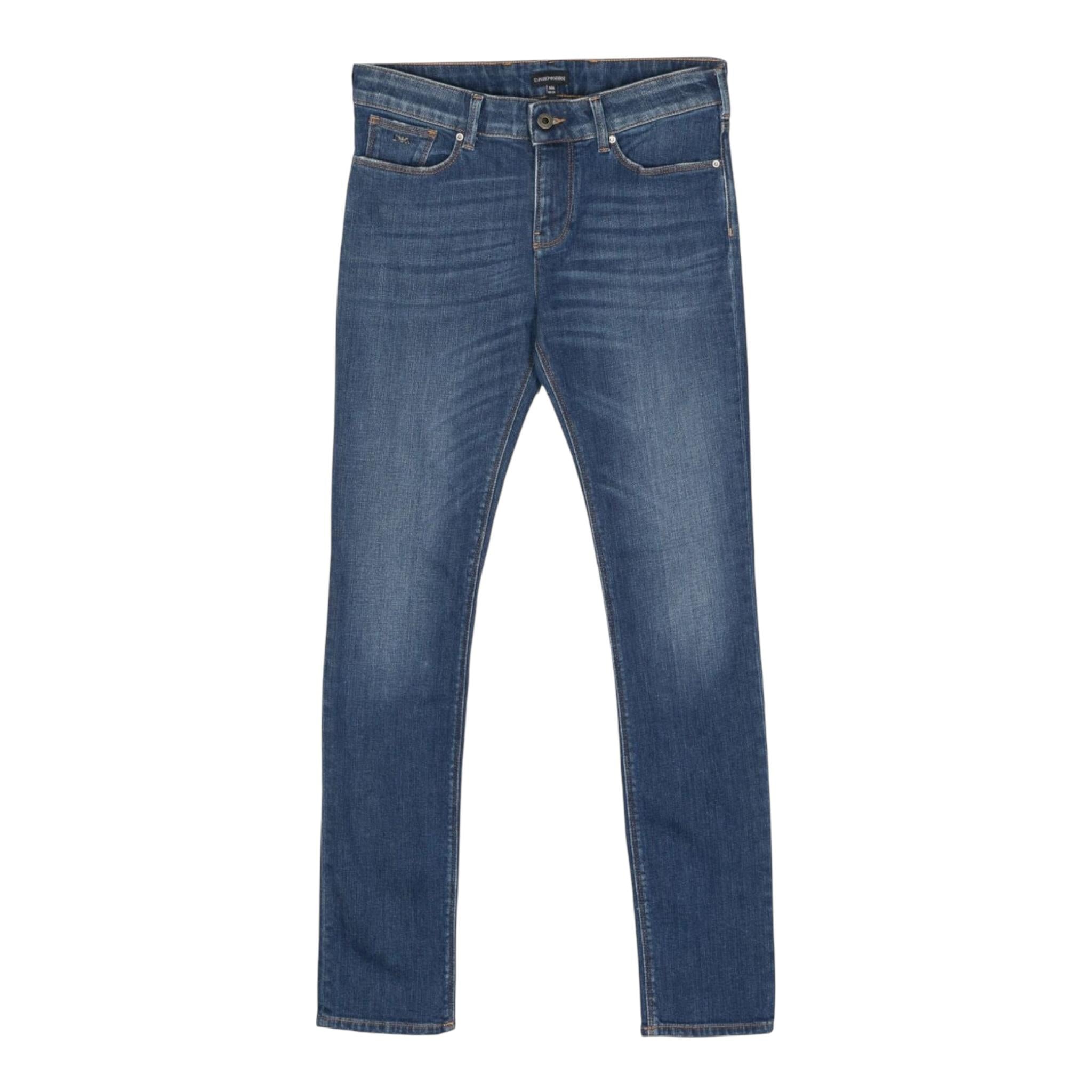 EMPORIO ARMANI jeans tinta unita con logo Blu per Bambino 8N4J06 BLU EMPORIO ARMANI