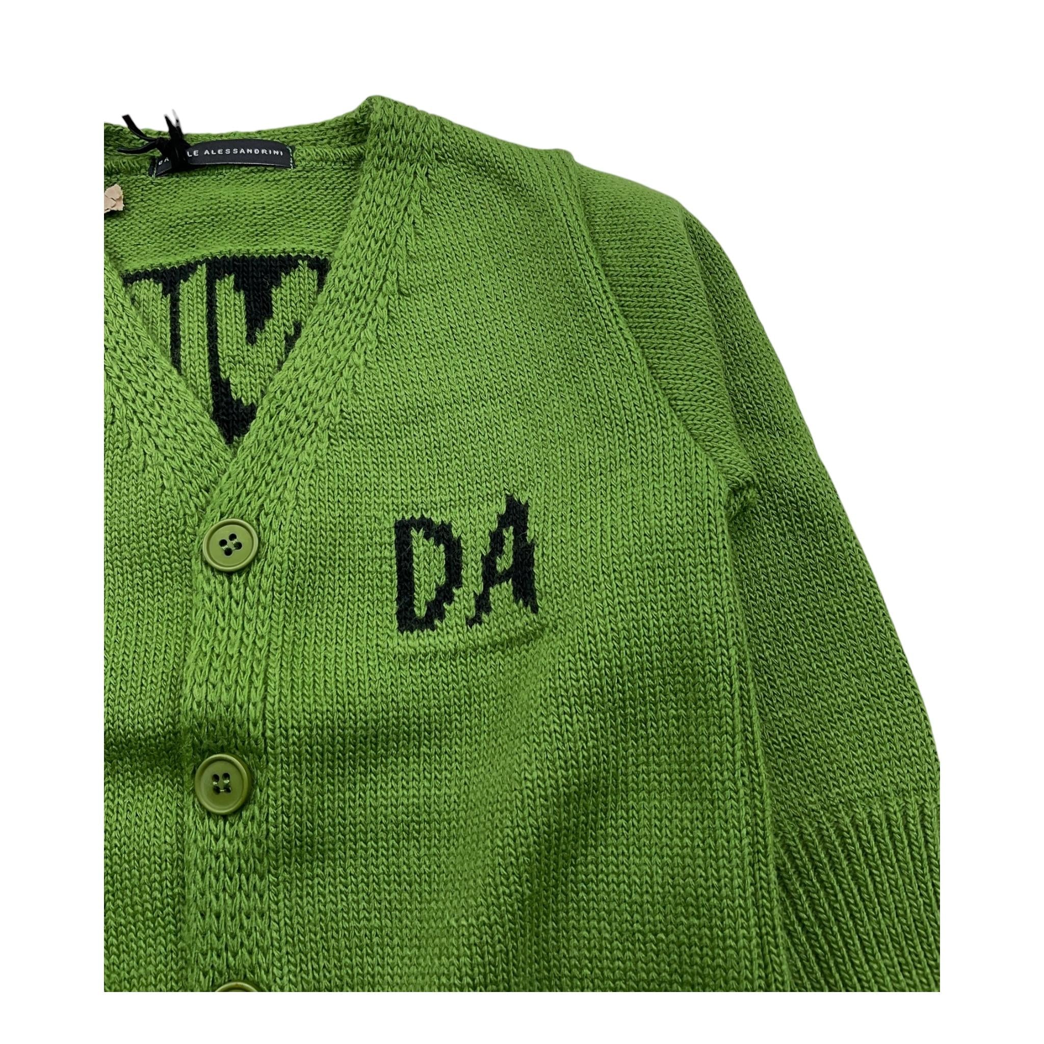 DANIELE ALESSANDRINI cardigan tinta unita con logo Verde per Neonato 1291W00060X VERDE DANIELE ALESSANDRINI