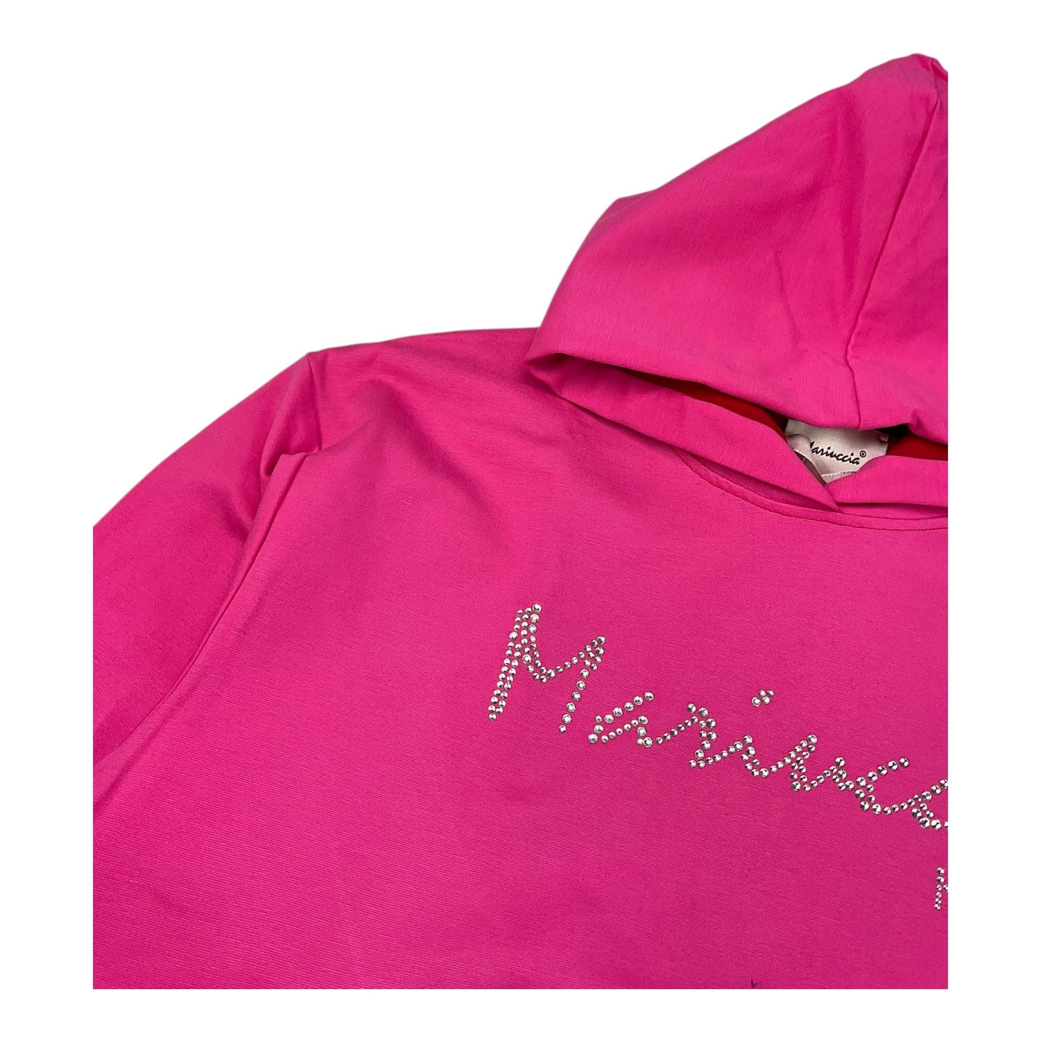 MARIUCCIA abito felpa bicolore con cappuccio Fuxia/rosso per Bambina MBFW23V202 FUXIA/ROSSO MARIUCCIA