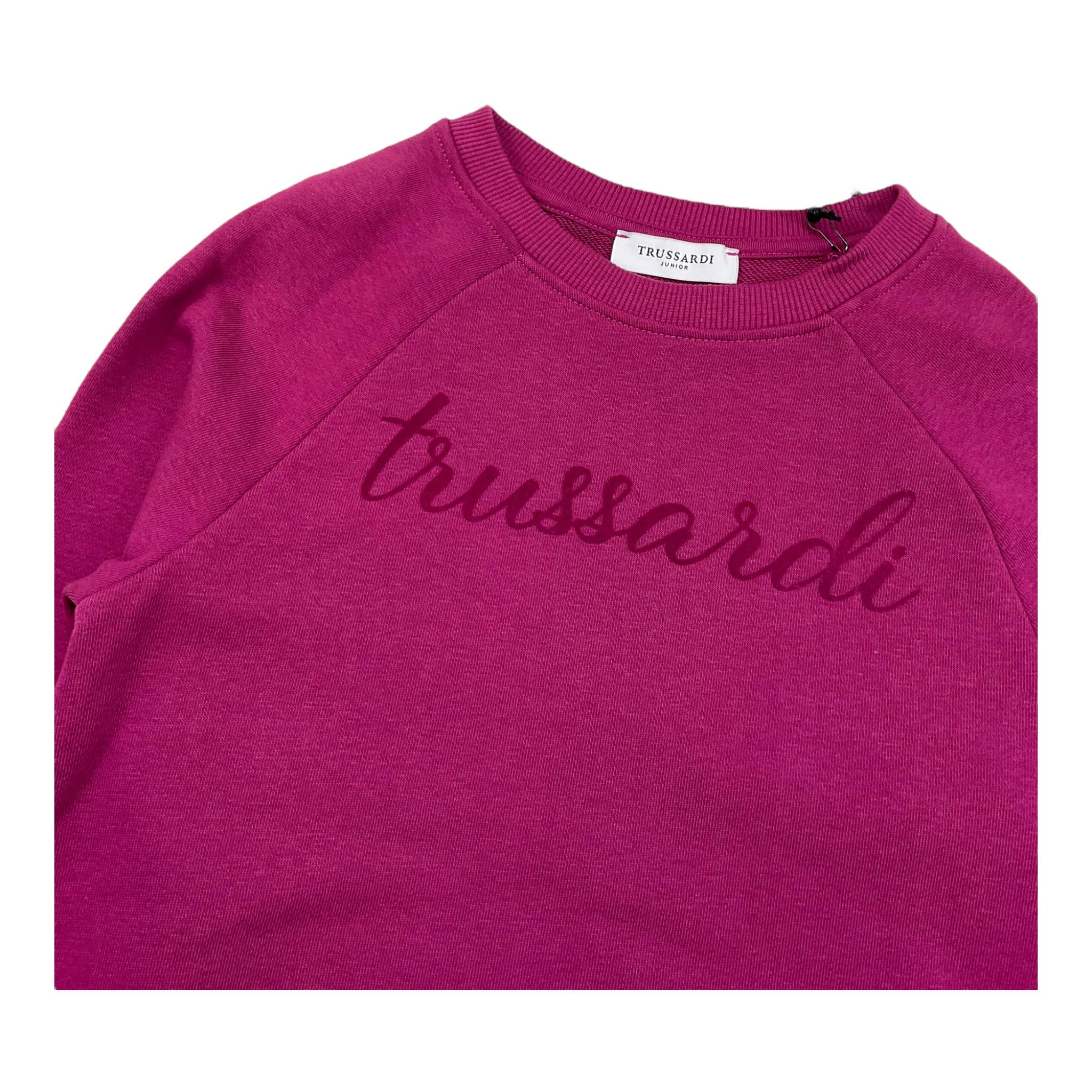 TRUSSARDI abito felpa girocollo tinta unita con logo Fuxia per Bambina TGA25012VE FUXIA TRUSSARDI