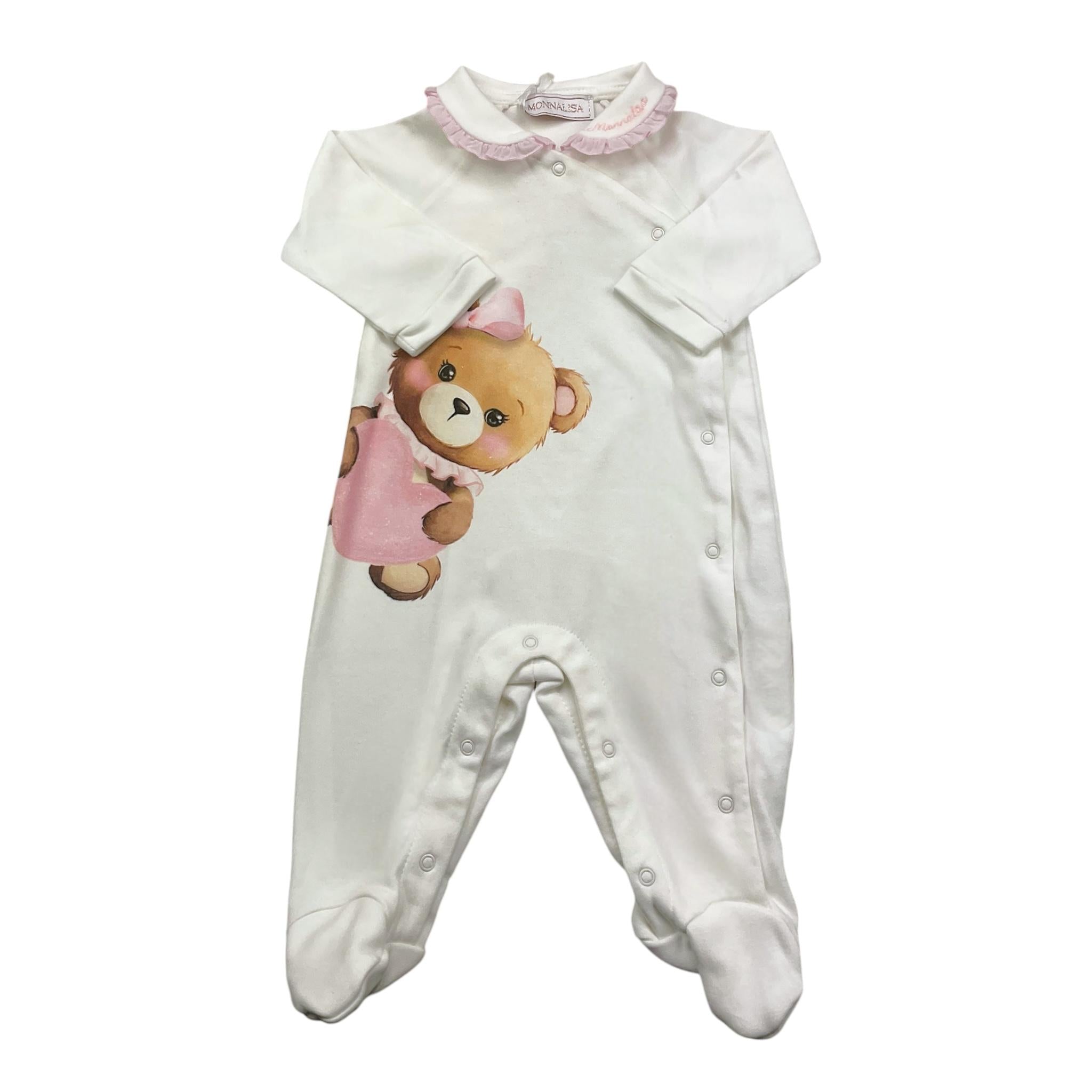 MONNALISA tutina tinta unita con stampa Bianco per Neonata 35D206 BIANCO MONNALISA