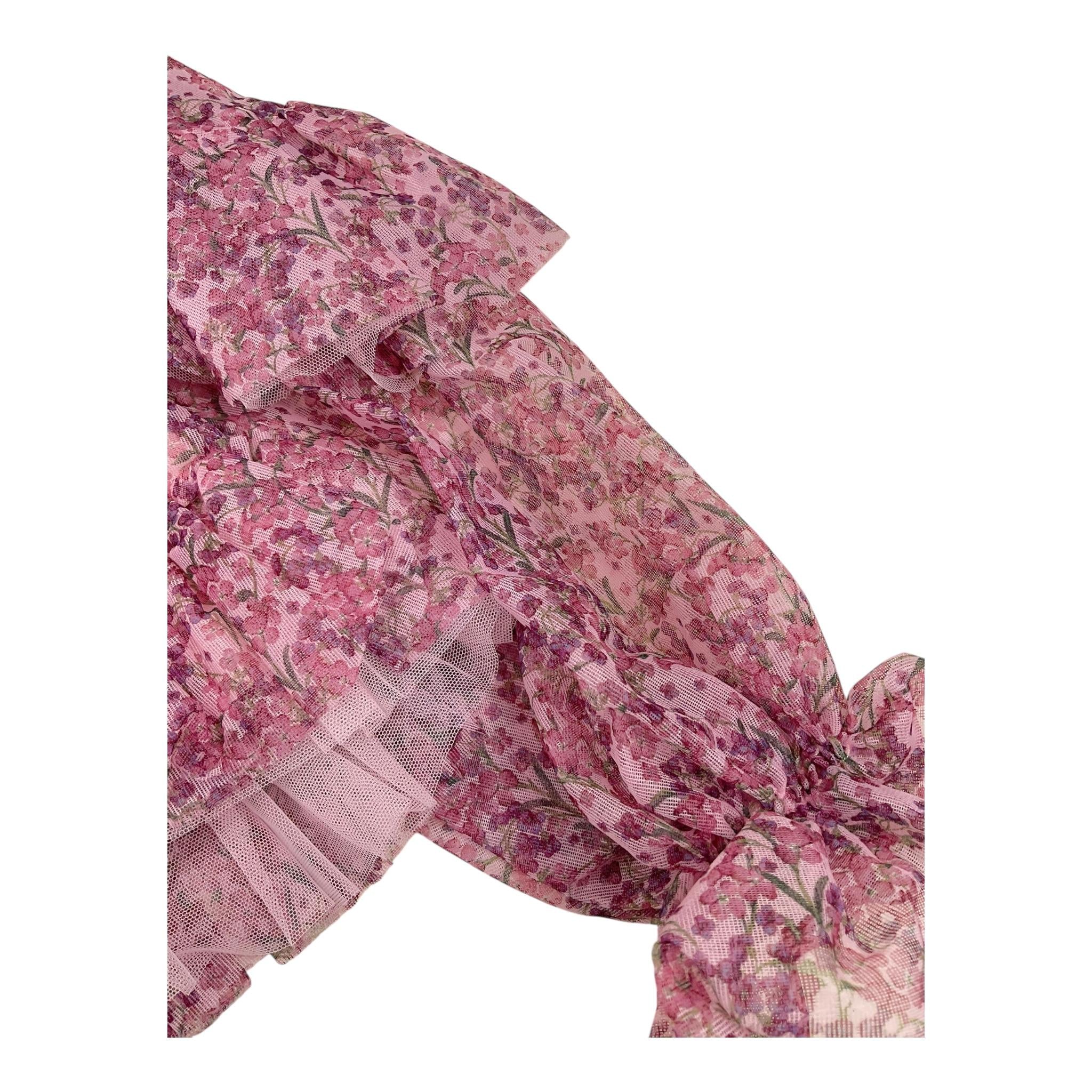 SIMONETTA camicia modello crop tinta unita con tulle e fantasia Glicine per Bambina ST5A60 GLICINE SIMONETTA