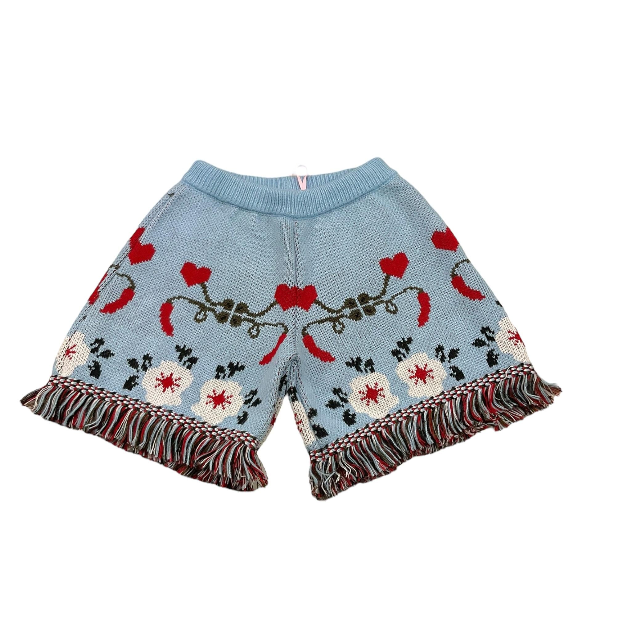 VICOLO short in maglia tinta unita con stampa Azzurro per Bambina 3142SW00050 AZZURRO VICOLO