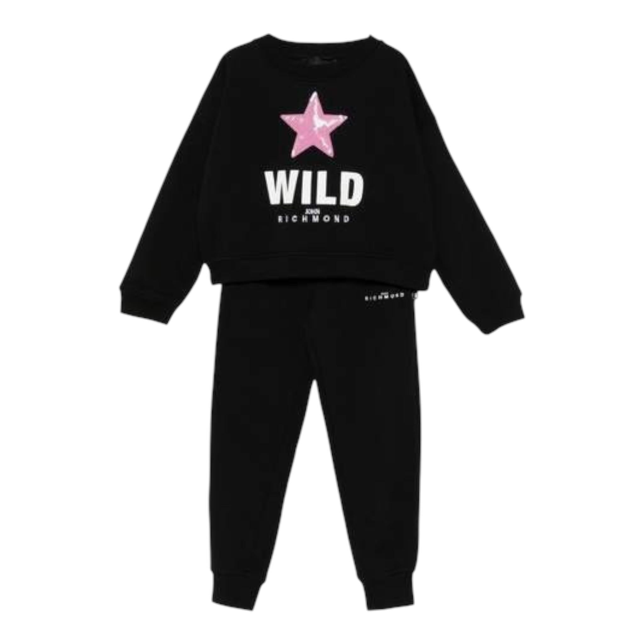 JOHN RICHMOND completo 2pz felpa- pantalone bicolore Nero per Bambina RGA24124CFXX NERO JOHN RICHMOND