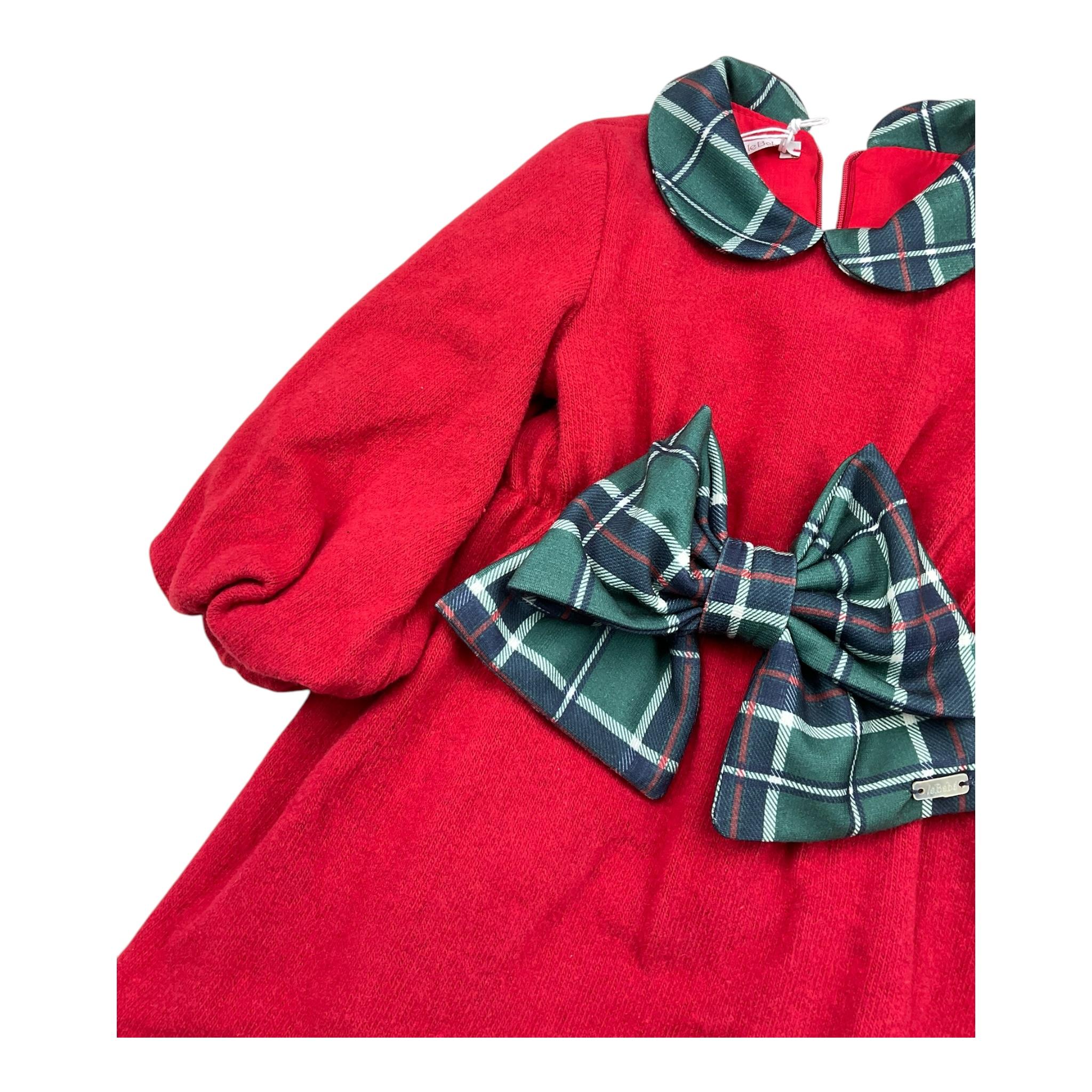 LE BEBE' abito manica lunga tinta unita con fiocco in contrasto Rosso per Neonata LBG6198 ROSSO LE BEBE'