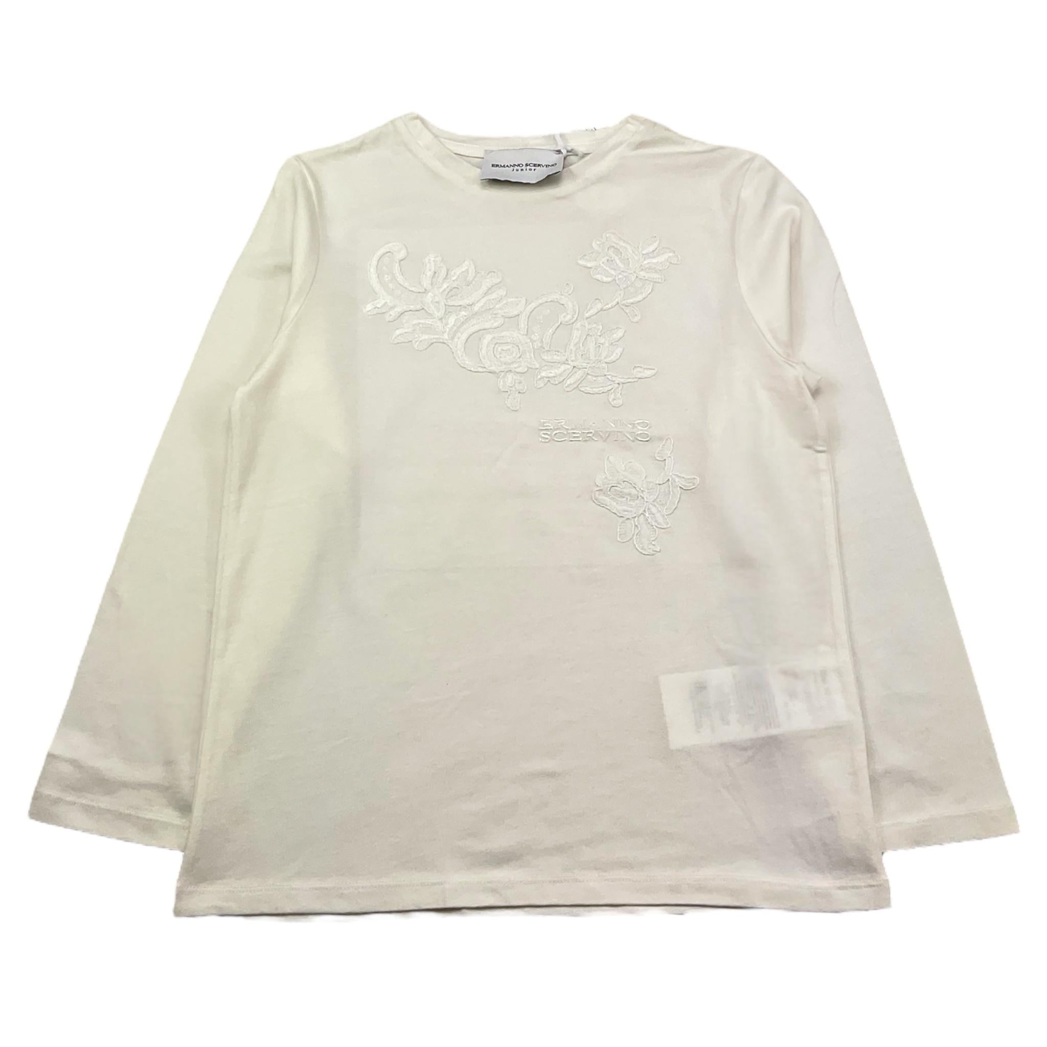 ERMANNO SCERVINO shirt girocollo tinta unita con ricami Bianco per Bambino SFTS001 BIANCO ERMANNO SCERVINO