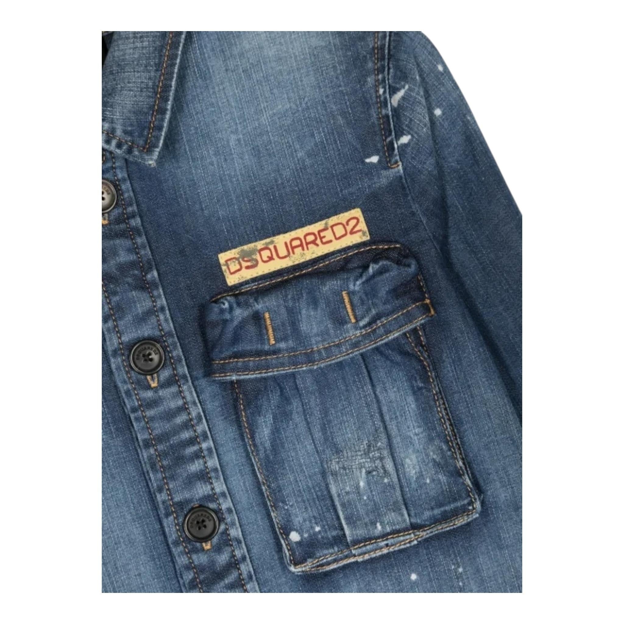 DSQUARED2 abito in denim tinta unita con bottoni Blu per Bambina DQ1894 BLU DSQUARED2