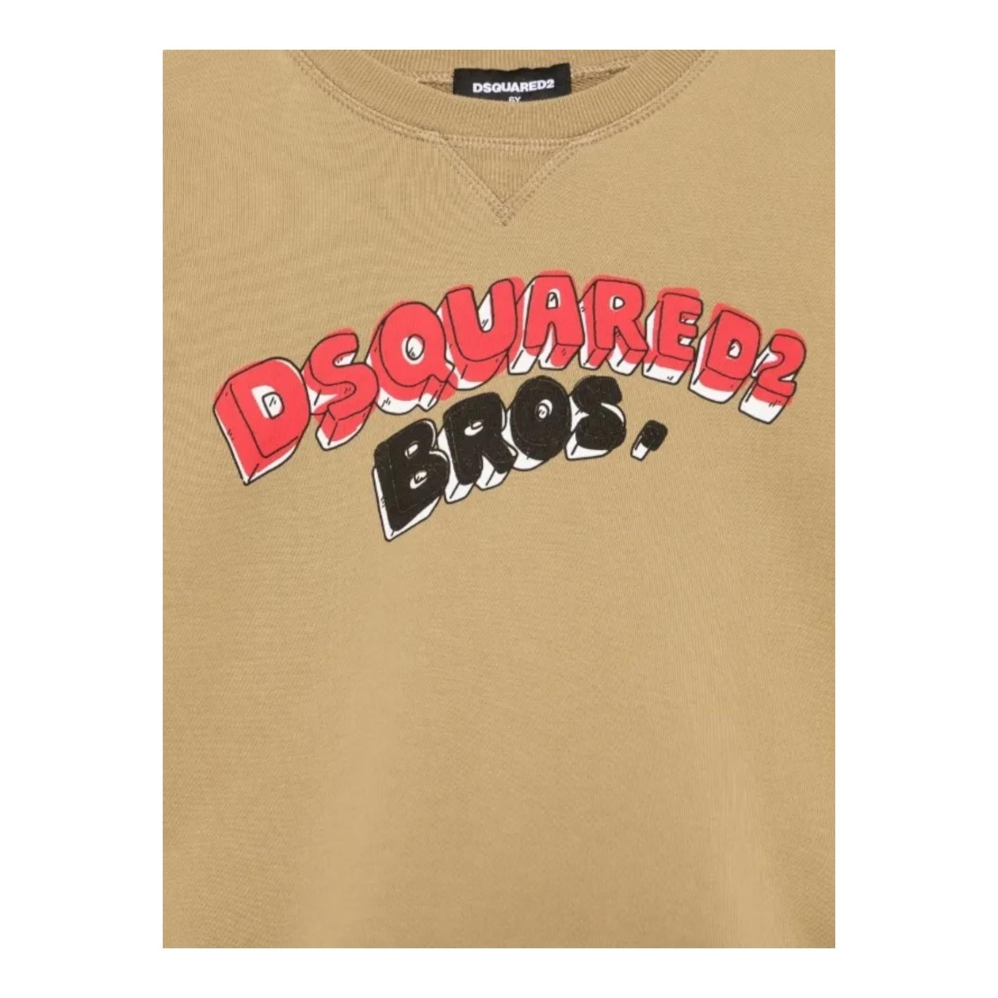 DSQUARED2 felpa girocollo tinta unita con stampa Beige per Neonato DQ2504 BEIGE DSQUARED2