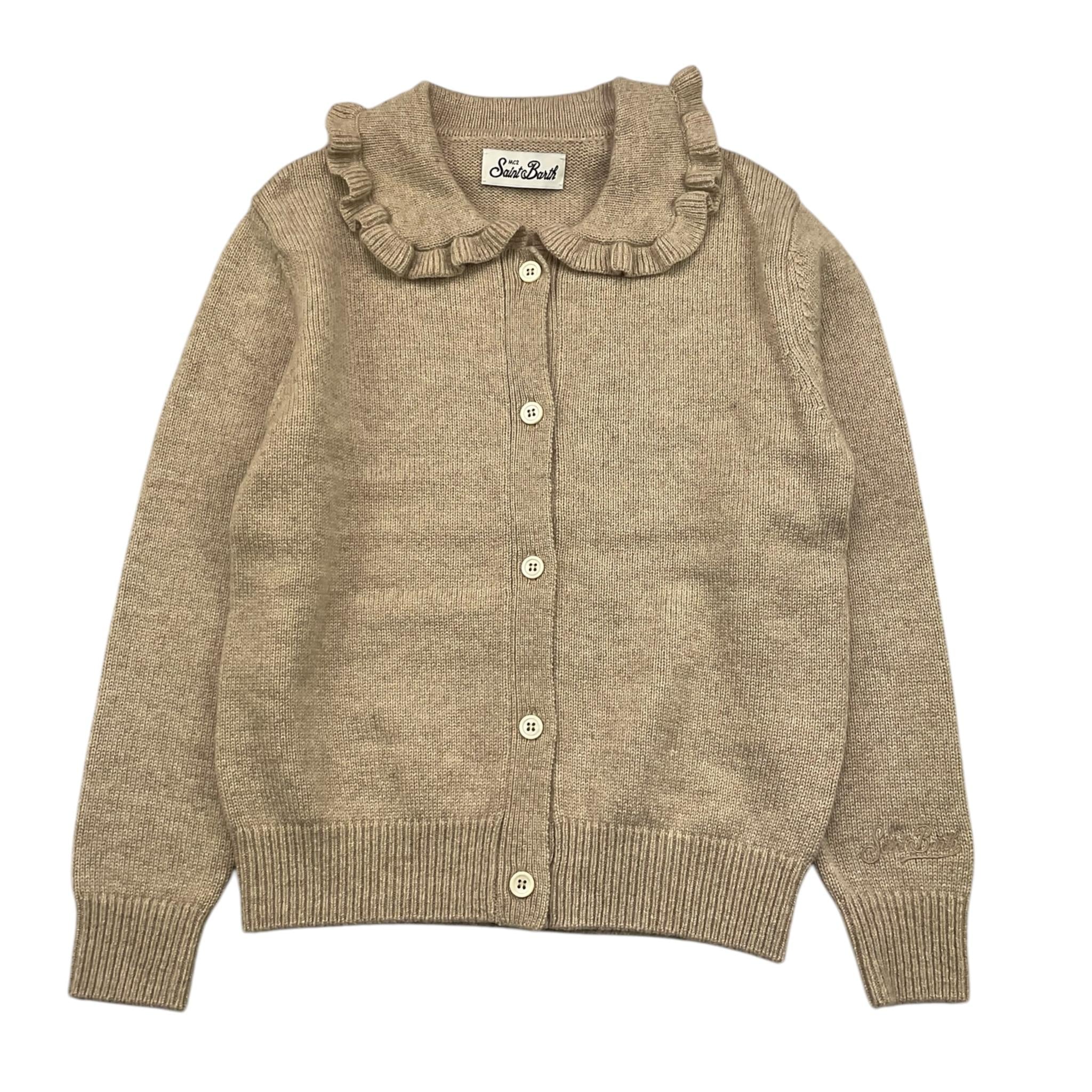 SAINT BARTH cardigan tinta unita con bottoni Fango per Bambina ORA0001 FANGO SAINT BARTH