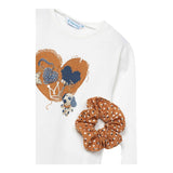 MAYORAL set shirt girocollo tinta unita con stampa-elastico per capelli Bianco per Neonata 4069N BIANCO MAYORAL