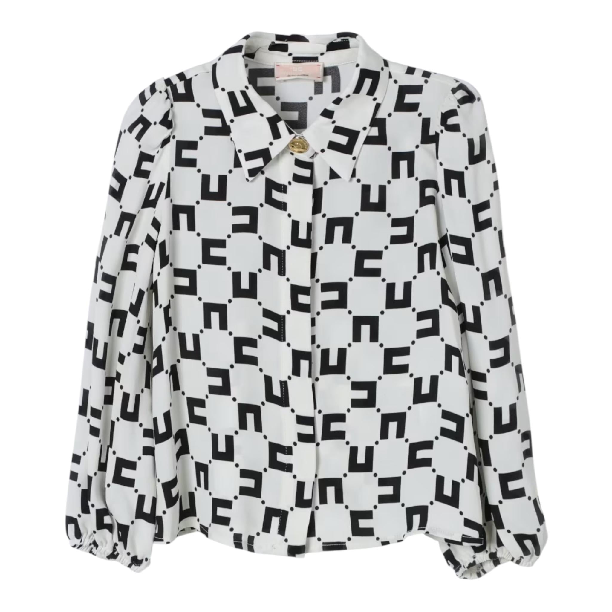 ELISABETTA FRANCHI camicia manica lunga tinta unita con stampa logo Panna per Bambina EFCA230 PANNA ELISABETTA FRANCHI