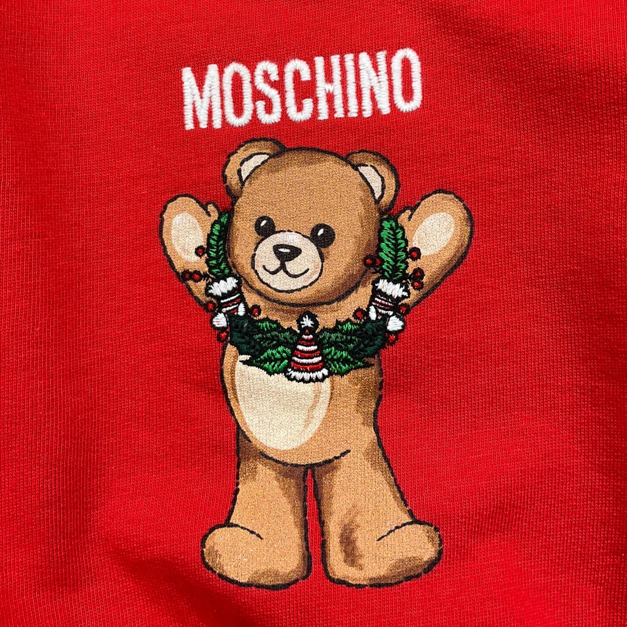 MOSCHINO felpa tinta unita girocollo con stampa Rosso per Neonato MPF060 ROSSO MOSCHINO