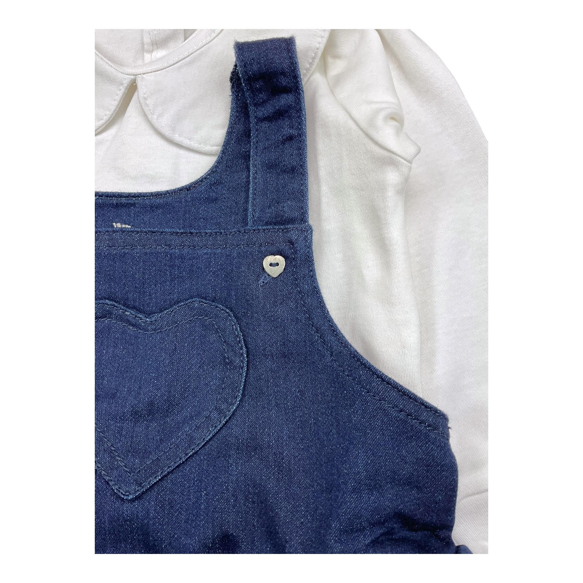 EMC completo 2pz shirts-salopette in denim Bianco per Neonata CO3546 BIANCO EMC