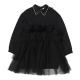 ELISABETTA FRANCHI abito manica lunga tinta unita cn gonna tulle Nero per Bambina EFAB499 NERO ELISABETTA FRANCHI