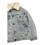 MOSCHINO giubbino in denim tinta unita con pelliccia e stampa Azzurro per Bambino HUS05C AZZURRO MOSCHINO