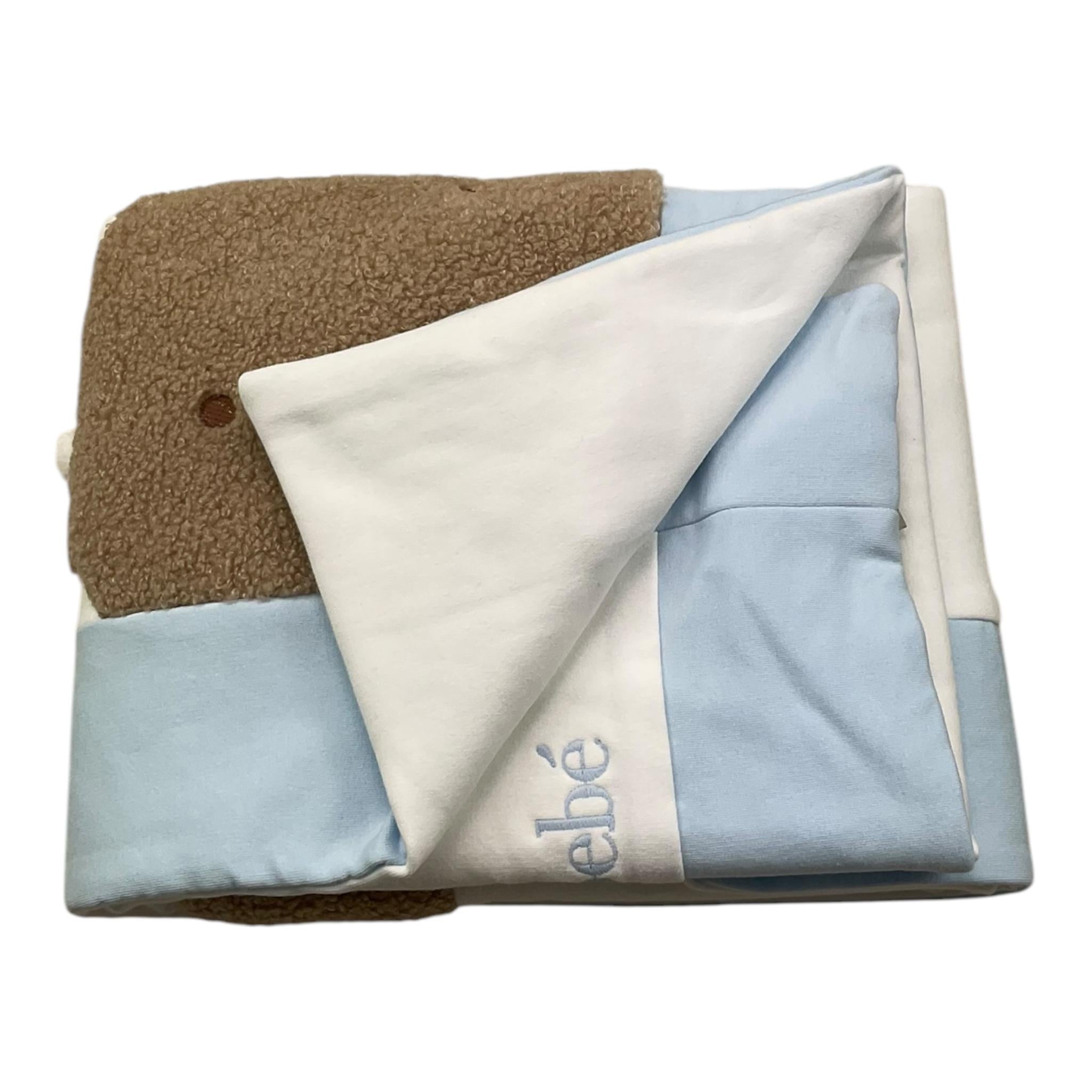 LE BEBE' coperta bicolore con orso Azzurro per Neonato LBB5122 AZZURRO LE BEBE'