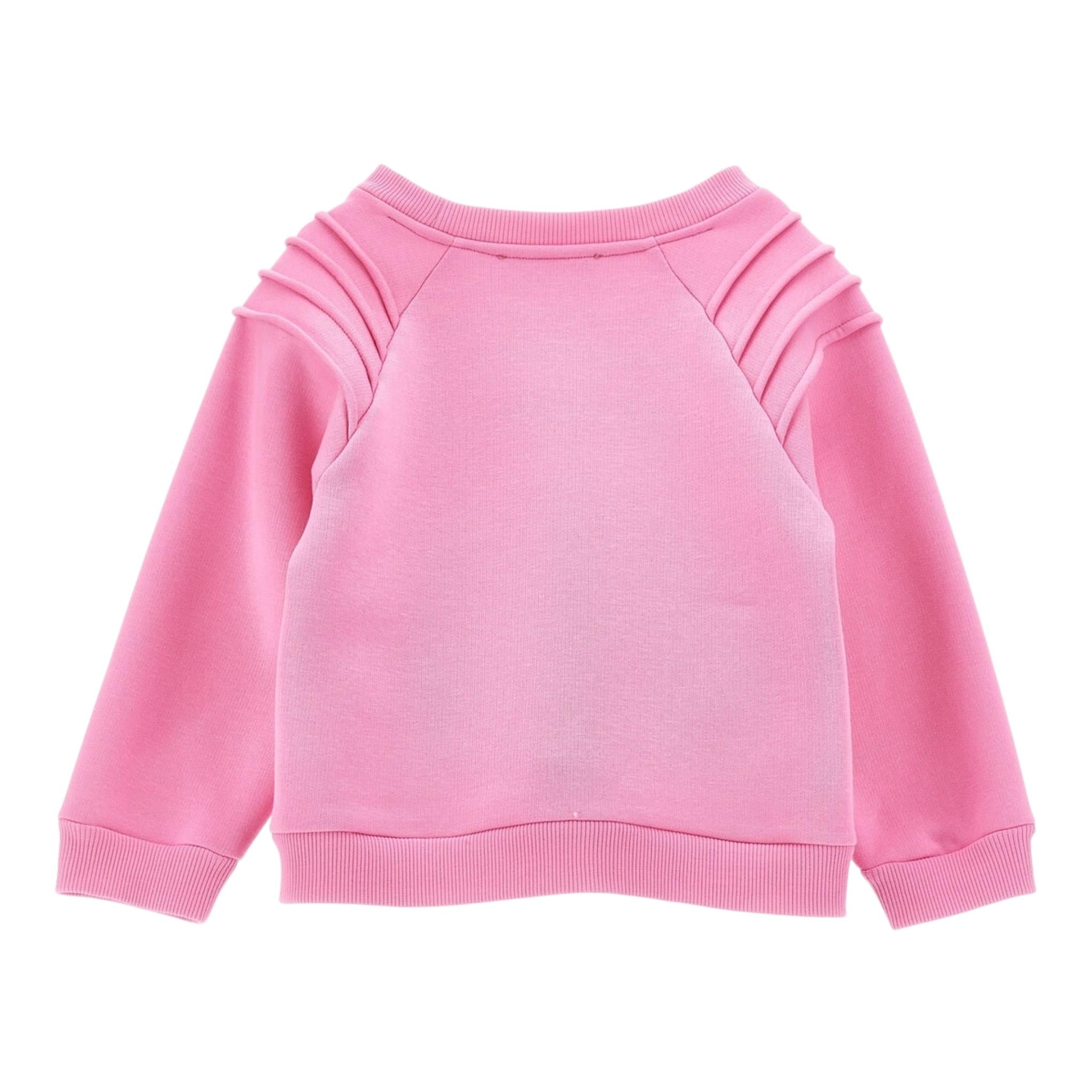 MONNALISA felpa chiusa girocollo tinta unita con stampa fiori Rosa per Bambina 19D628 ROSA MONNALISA