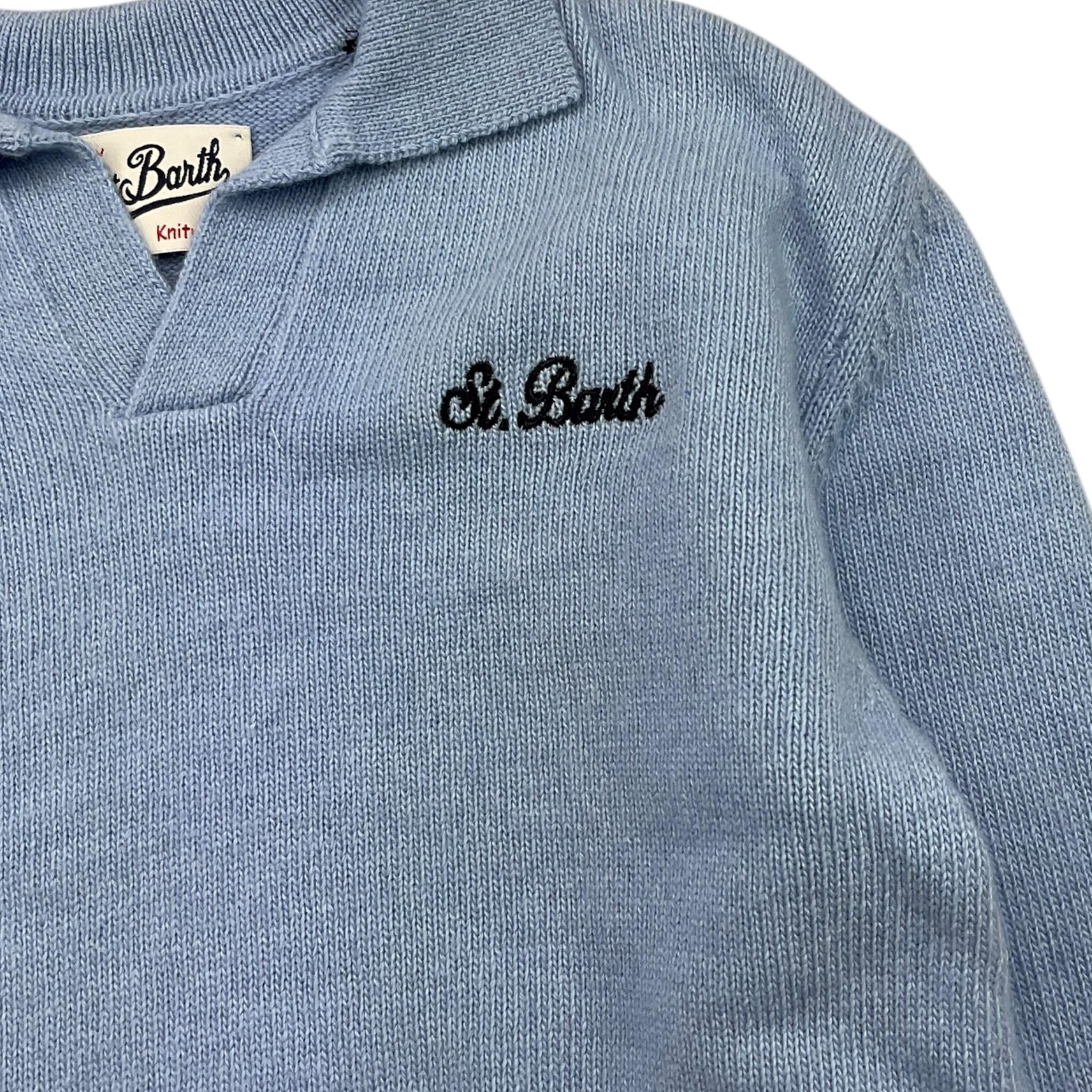 SAINT BARTH maglia con colletto tinta unita e stampa Azzurro per Bambino PROME002 AZZURRO SAINT BARTH