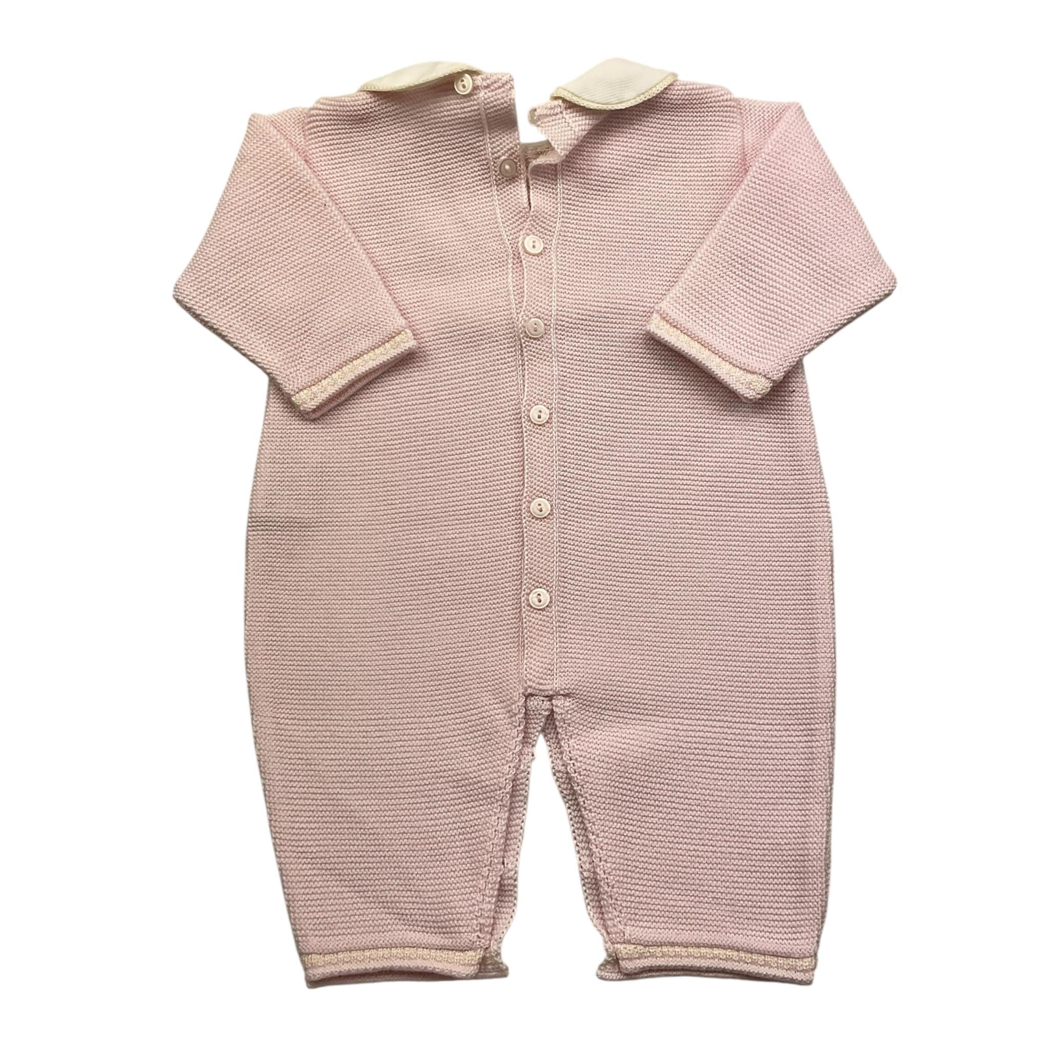MARLU' tutina tinta unita con collett in contrasto Rosa per Neonata ES5410 ROSA MARLU'