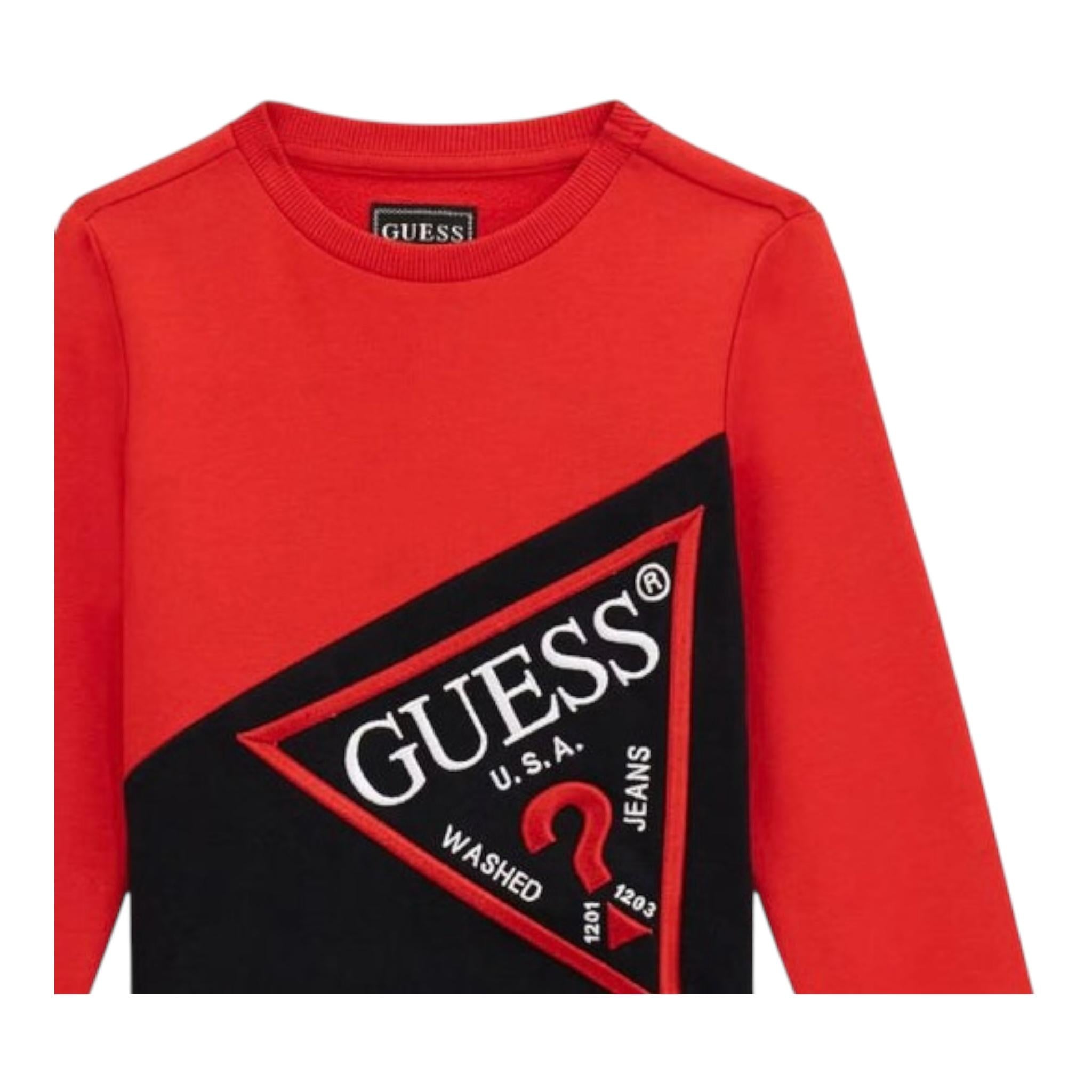 GUESS felpa girocollo tinta unita con stampa Rosso per Neonato N4YQ04KA6R4N ROSSO GUESS