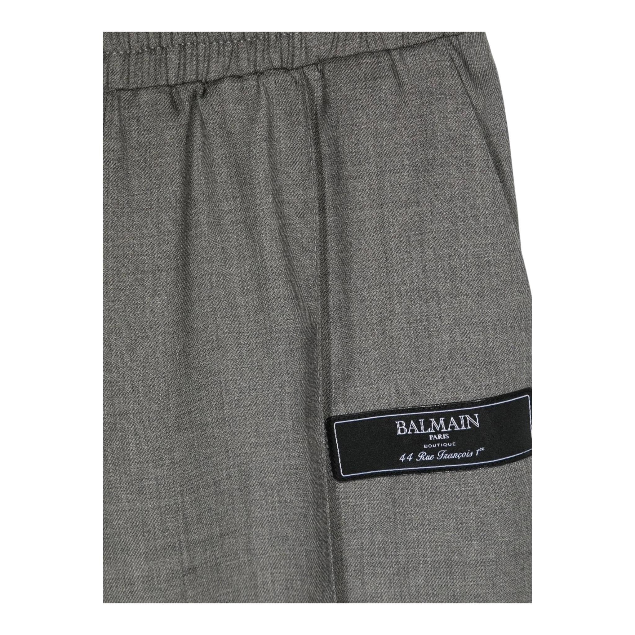 BALMAIN pantalone tinta unita con stampa Grigio per Bambino 8V6R80 GRIGIO BALMAIN