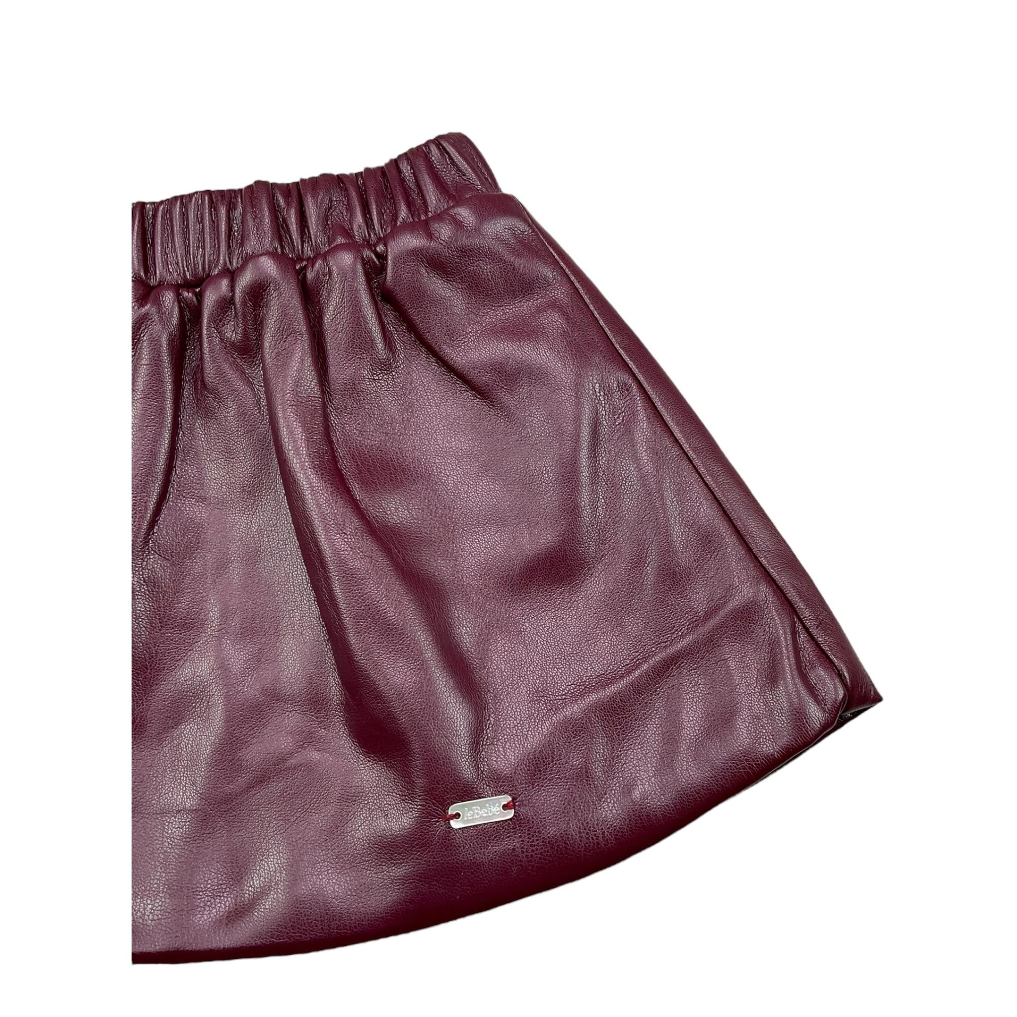 LE BEBE' gonna in ecopelle tinta unita con elastico in vita Bordeaux per Neonata LBG6072 BORDEAUX LE BEBE'