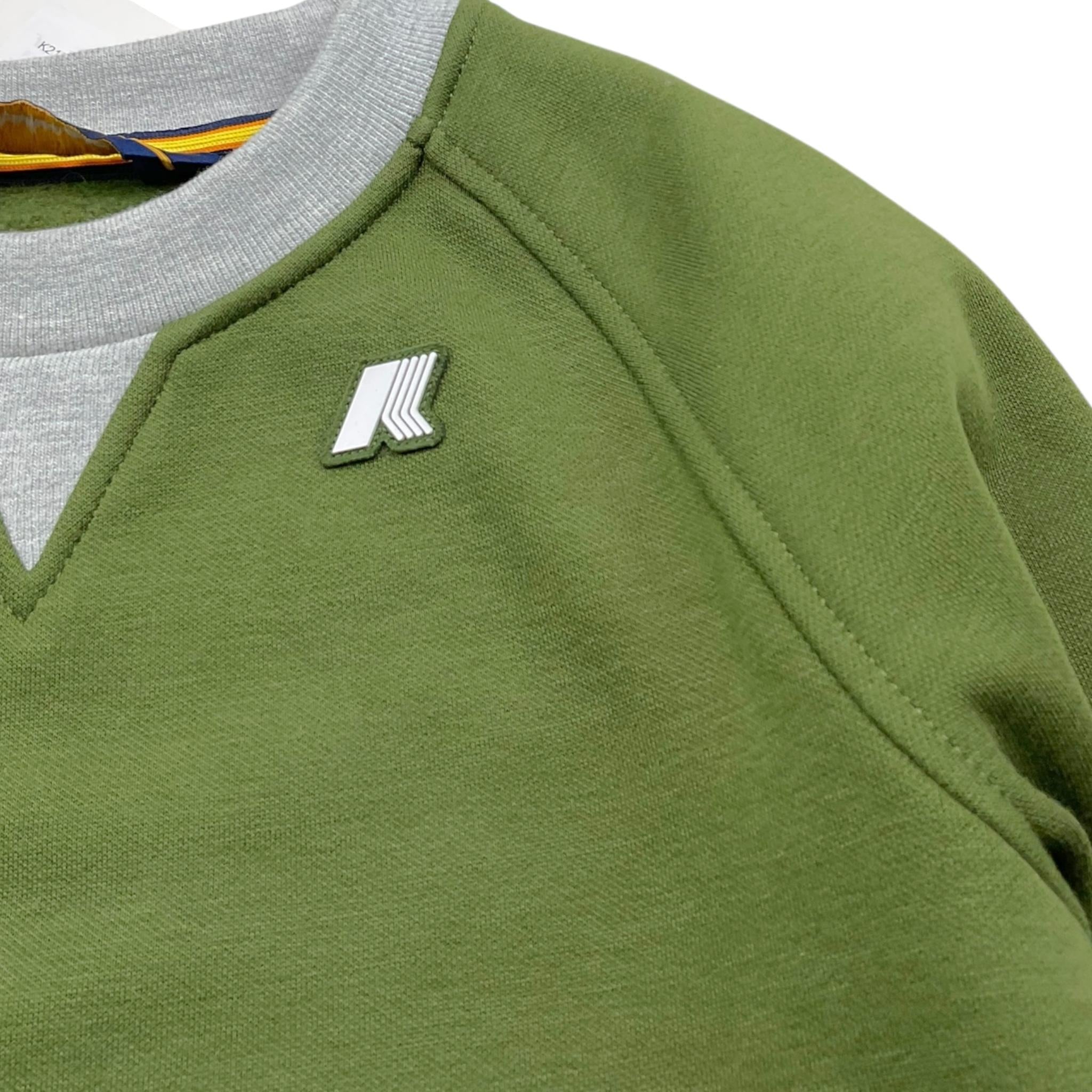 K-WAY felpa bicolore girocollo con logo Verde per Bambino K2131RWX VERDE K-WAY