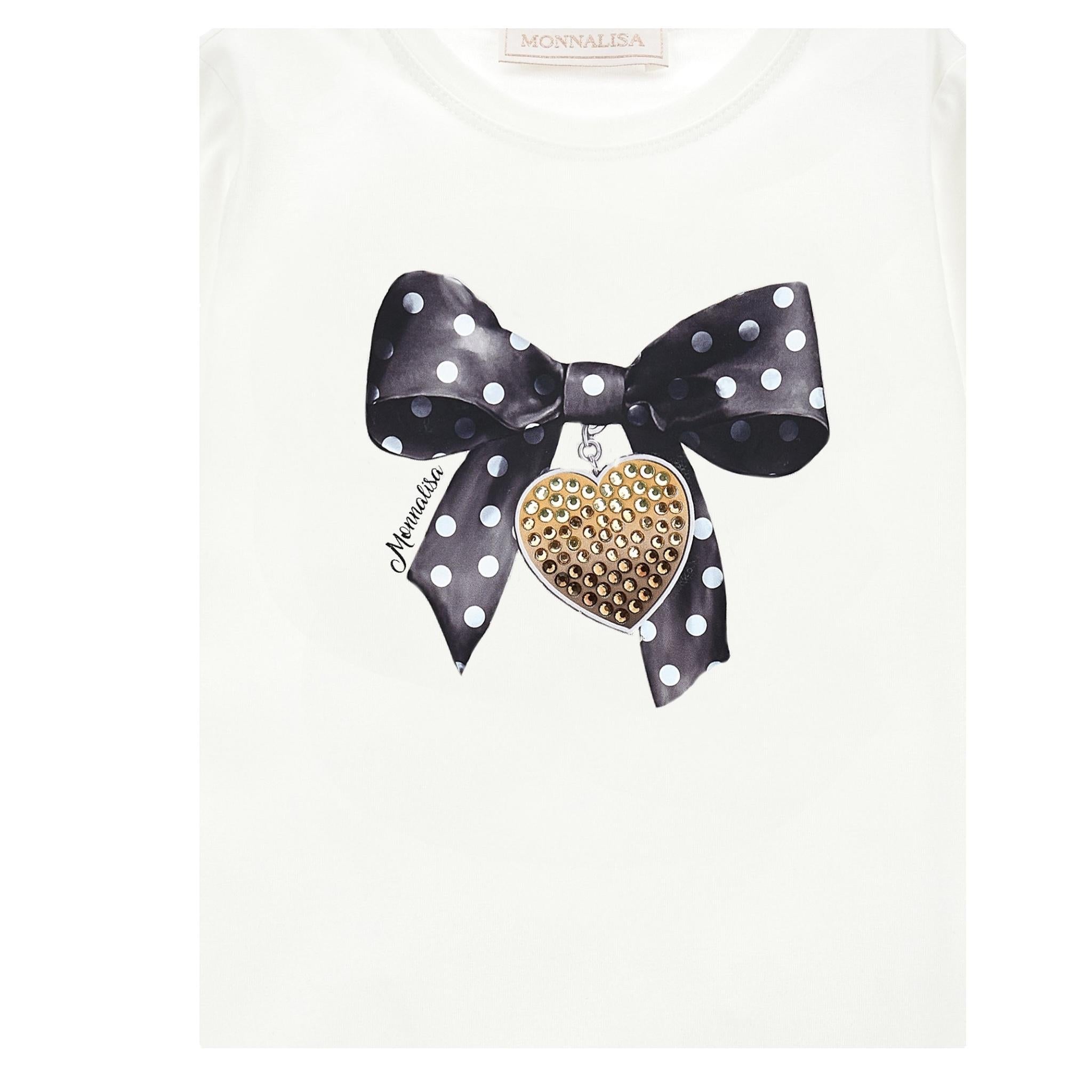 MONNALISA shirt girocollo tinta unita con fiocco Panna per Bambina 19D612 PANNA MONNALISA
