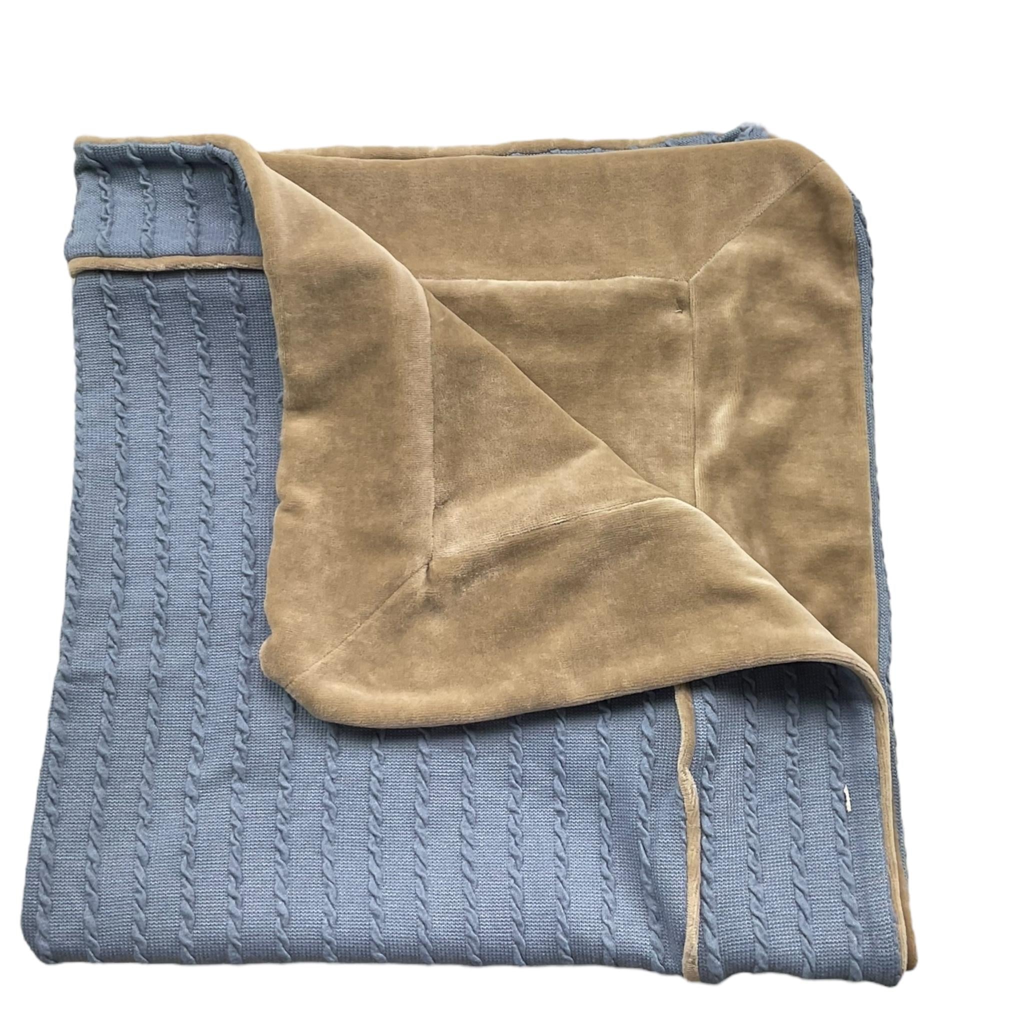 LA STUPENDERIA coperta bicolore con finti bottoni Azzurro/beige per Neonato TBCO60 AZZURRO/BEIGE LA STUPENDERIA