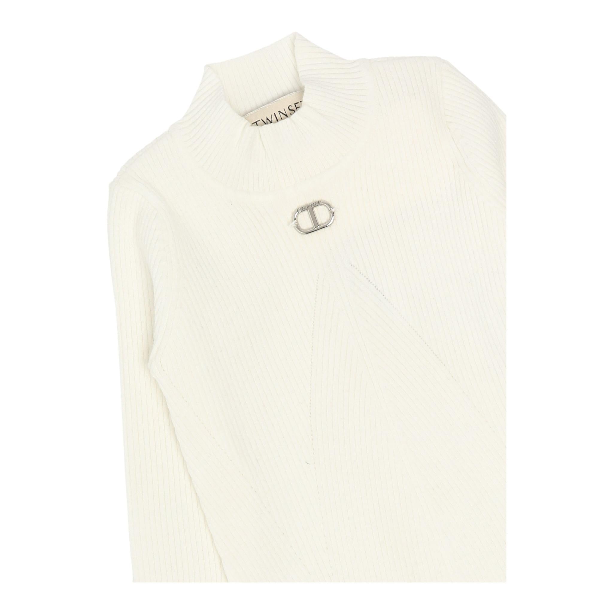 TWINSET maglia mezzo collo tinta unita a costine Bianco per Neonata 242GJ3190NX BIANCO TWINSET